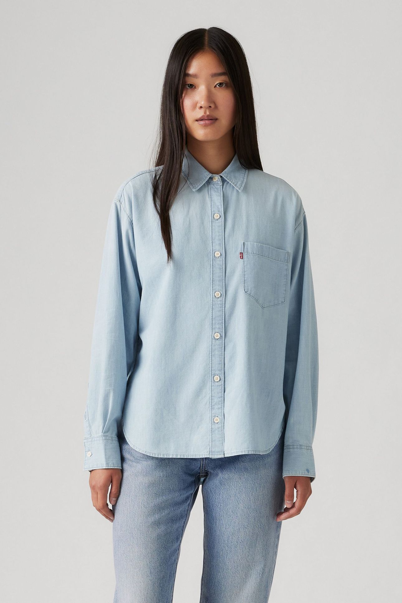 HARLIE BOYFRIEND SHIRT LIGHT INDIGO 1