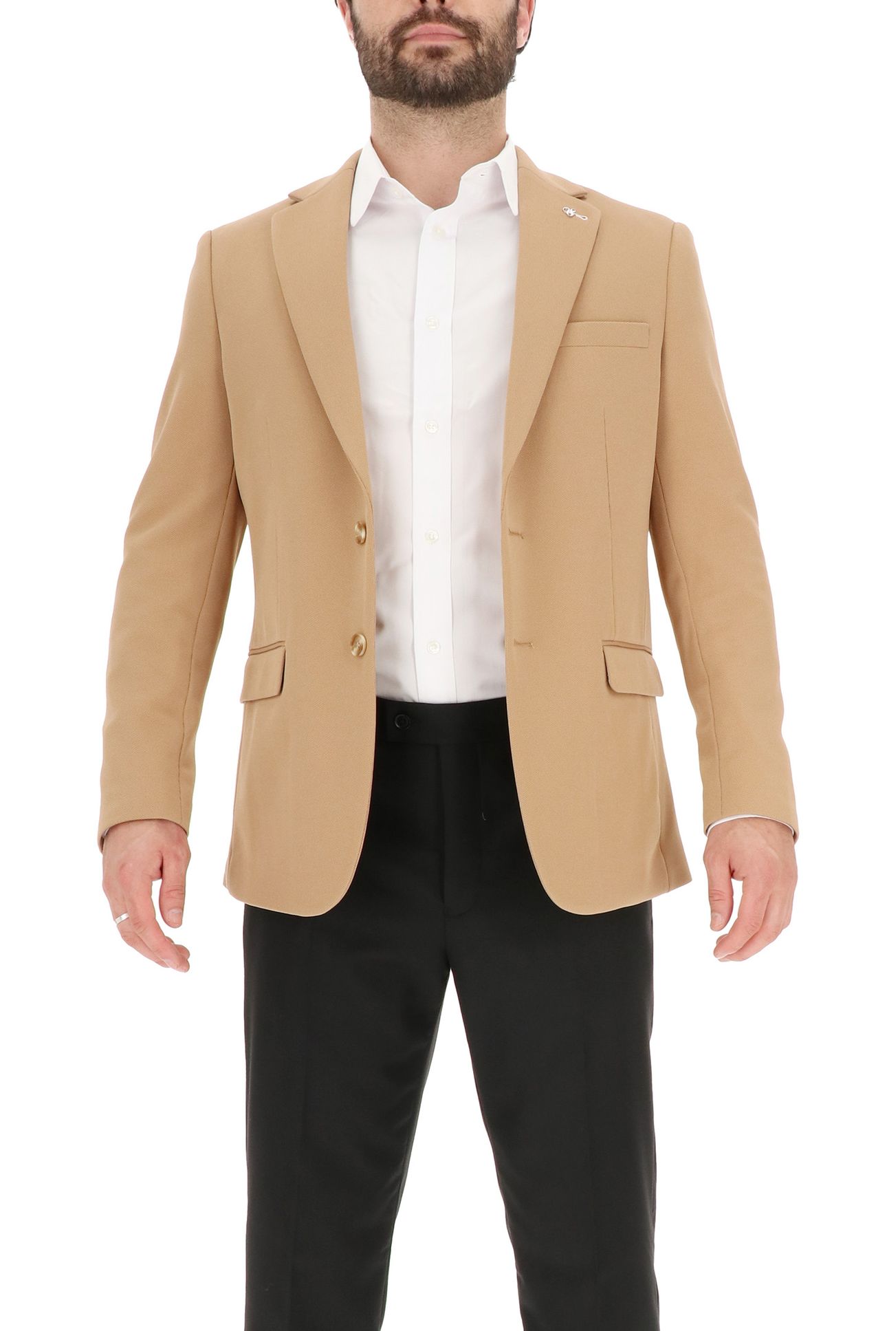 2 BUTTON JACKET TEXTURED KNIT CAMEL 3