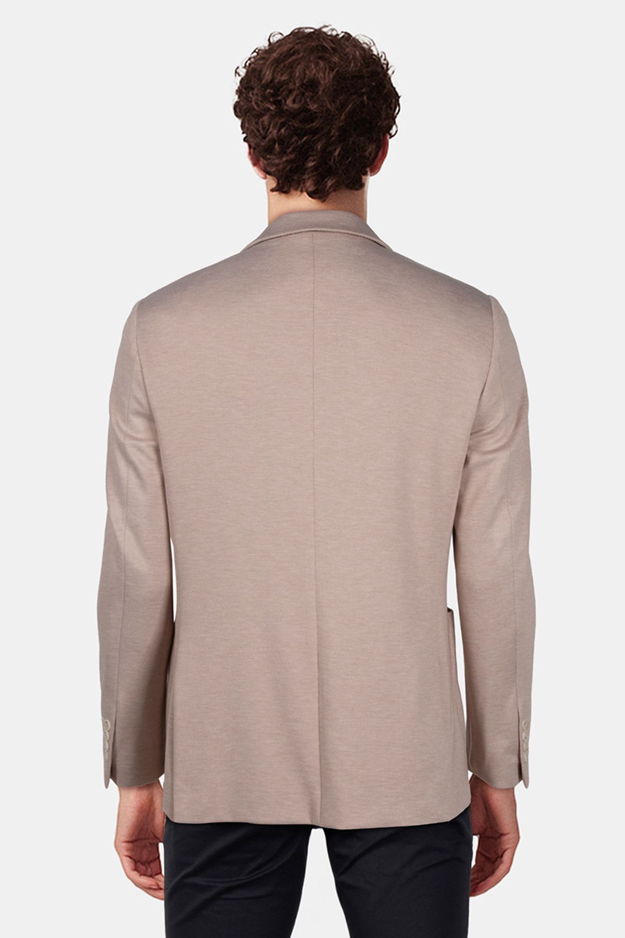 2 BUTTON JACKET JERSEY KNIT PATCH POCKETS TAN 2