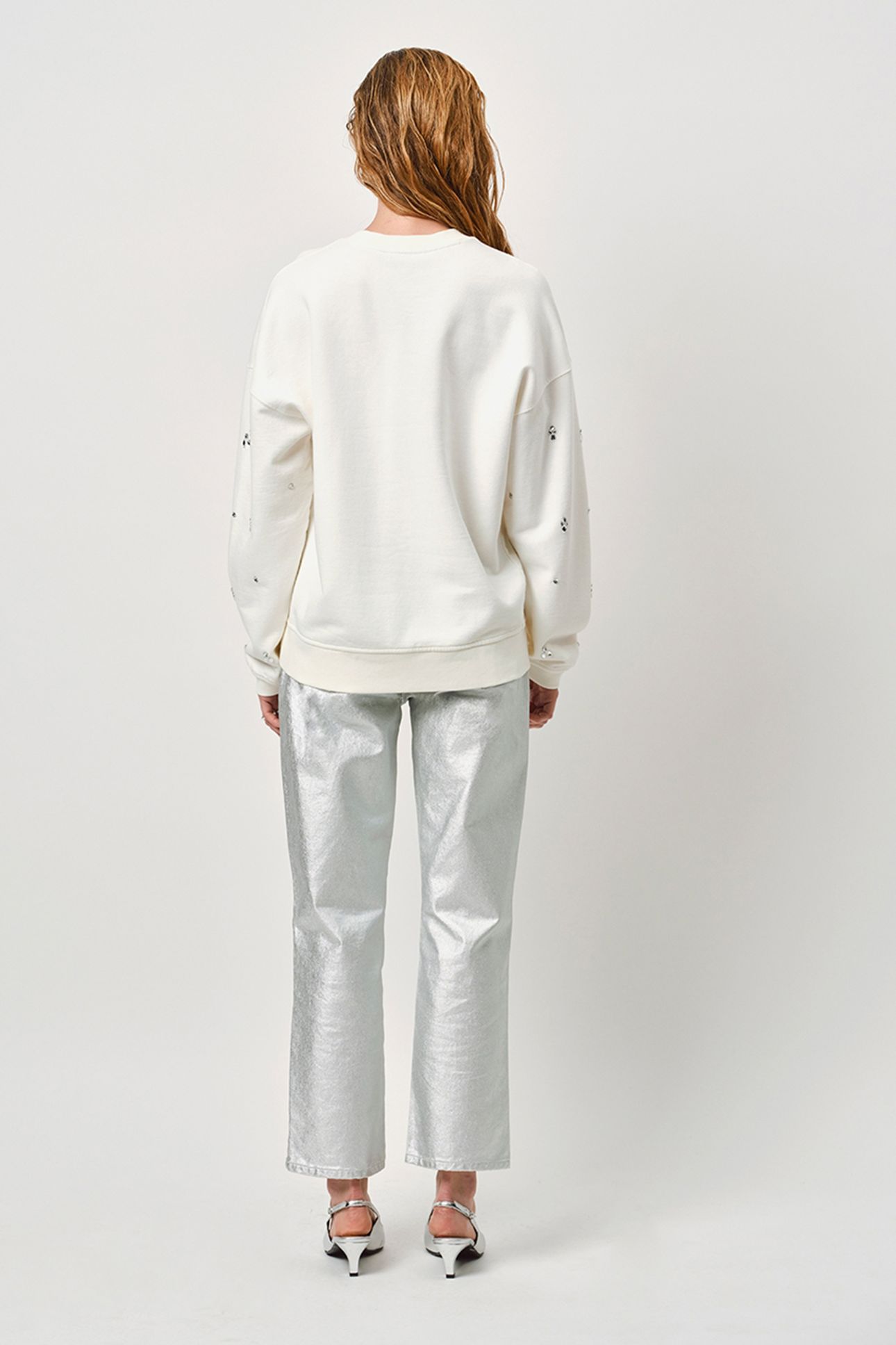 AXELLE STRAIGHT METALLIC JEANS SILVER 2