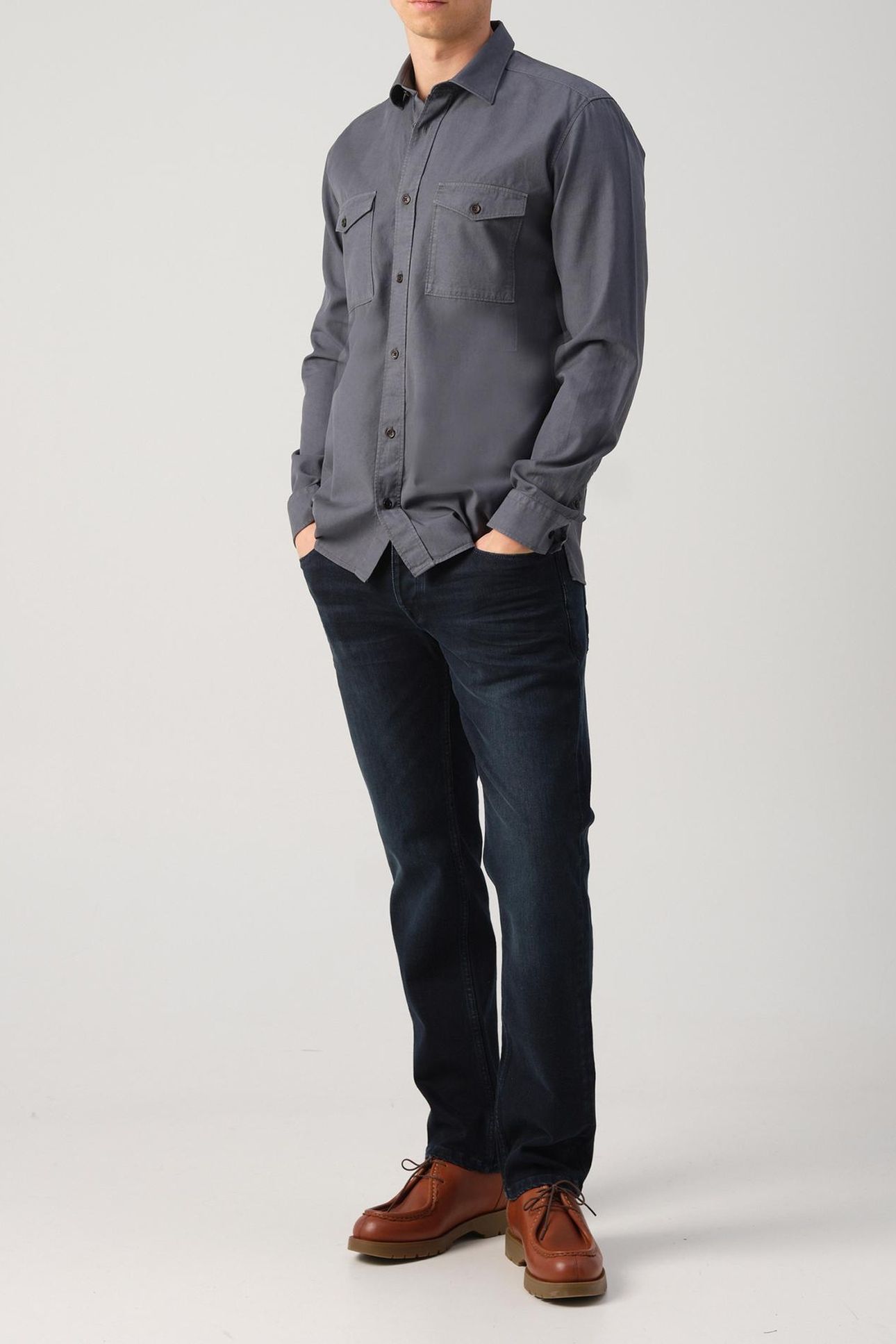 J.C. RAGS RHILEY CASUAL OVERHEMD LANGE MOUW OMBRE BLUE 3