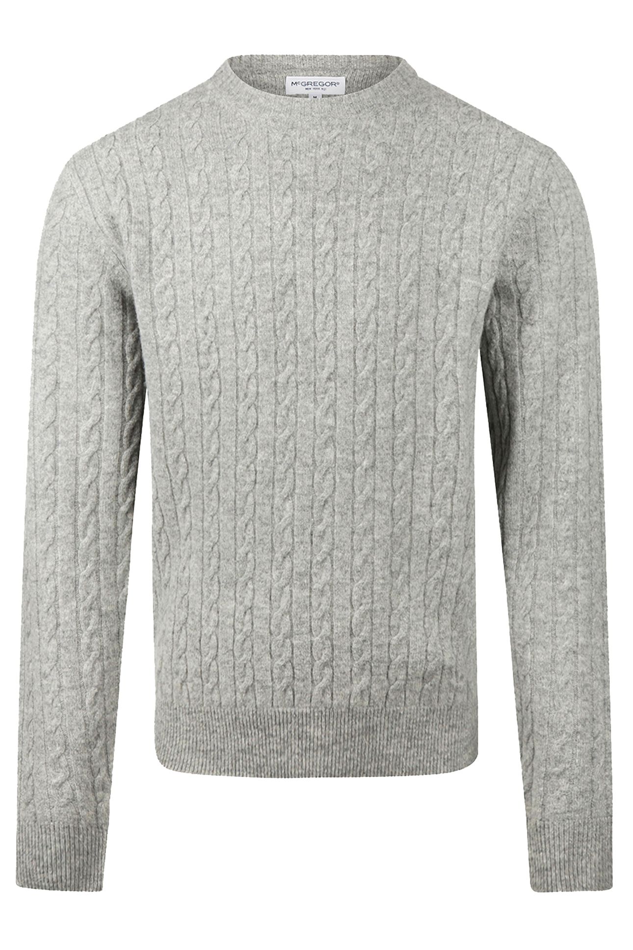 CABLE CREW NECK SWEATER MEDIUM GREY MELANGE 4