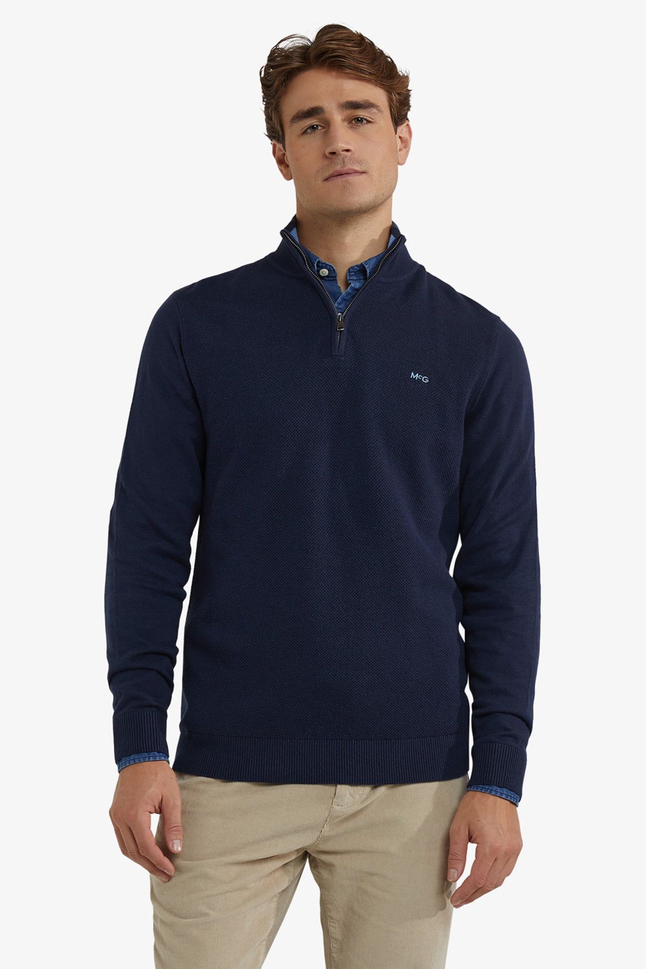 ZIP MOCK SWEATER NAVY 1