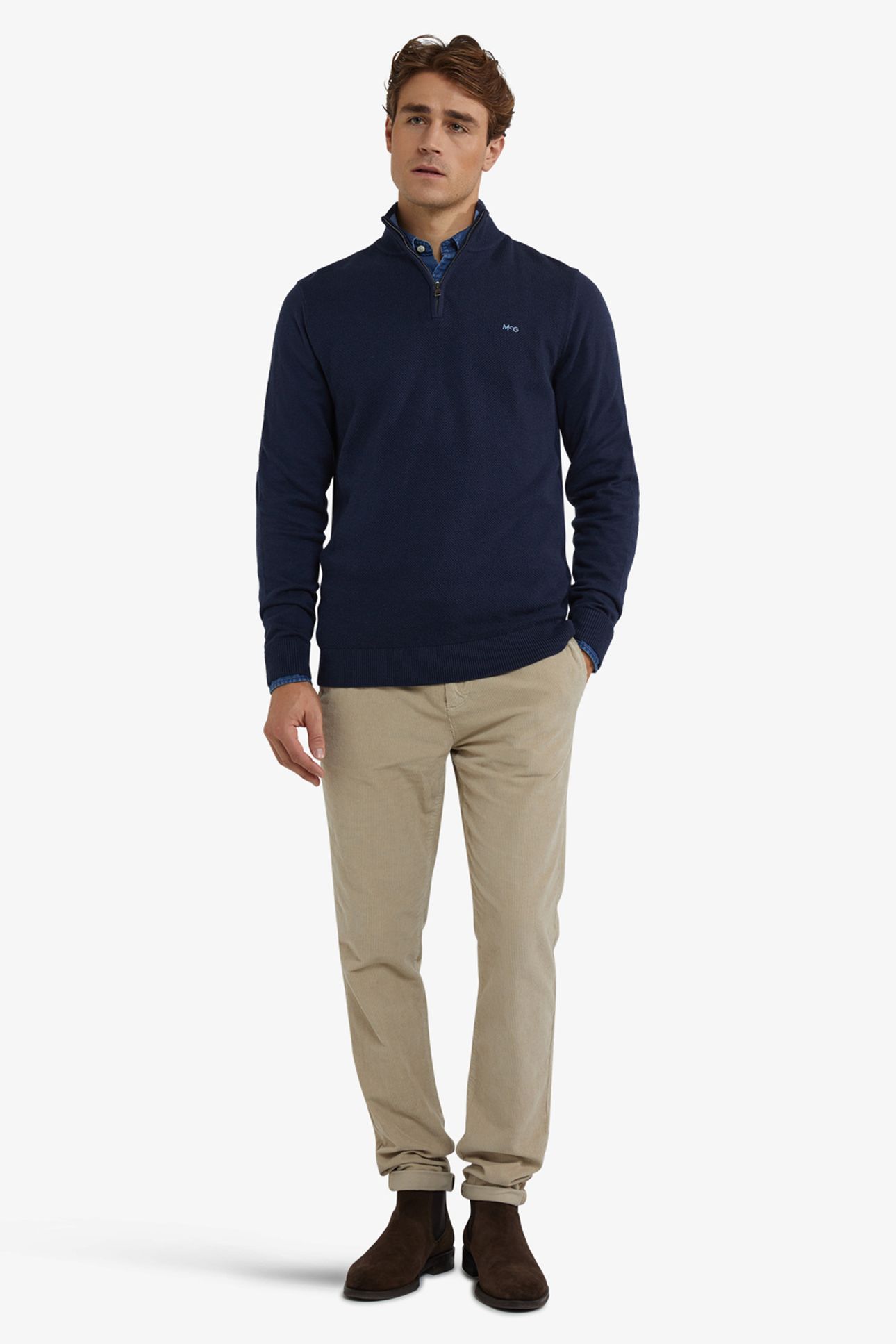 ZIP MOCK SWEATER NAVY 2