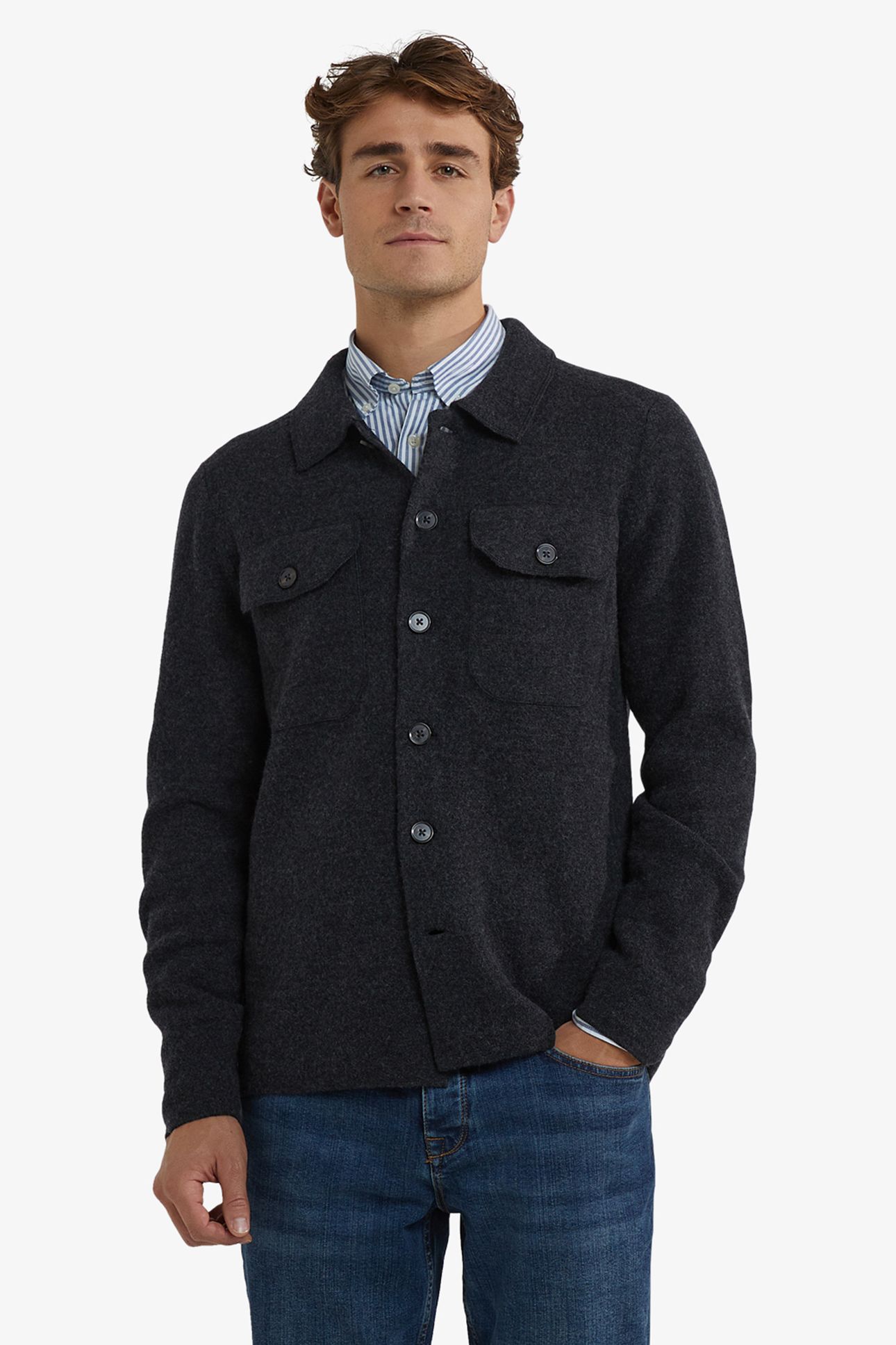 FASHION BUTTON CARDIGAN DARK GREY MELANGE 1