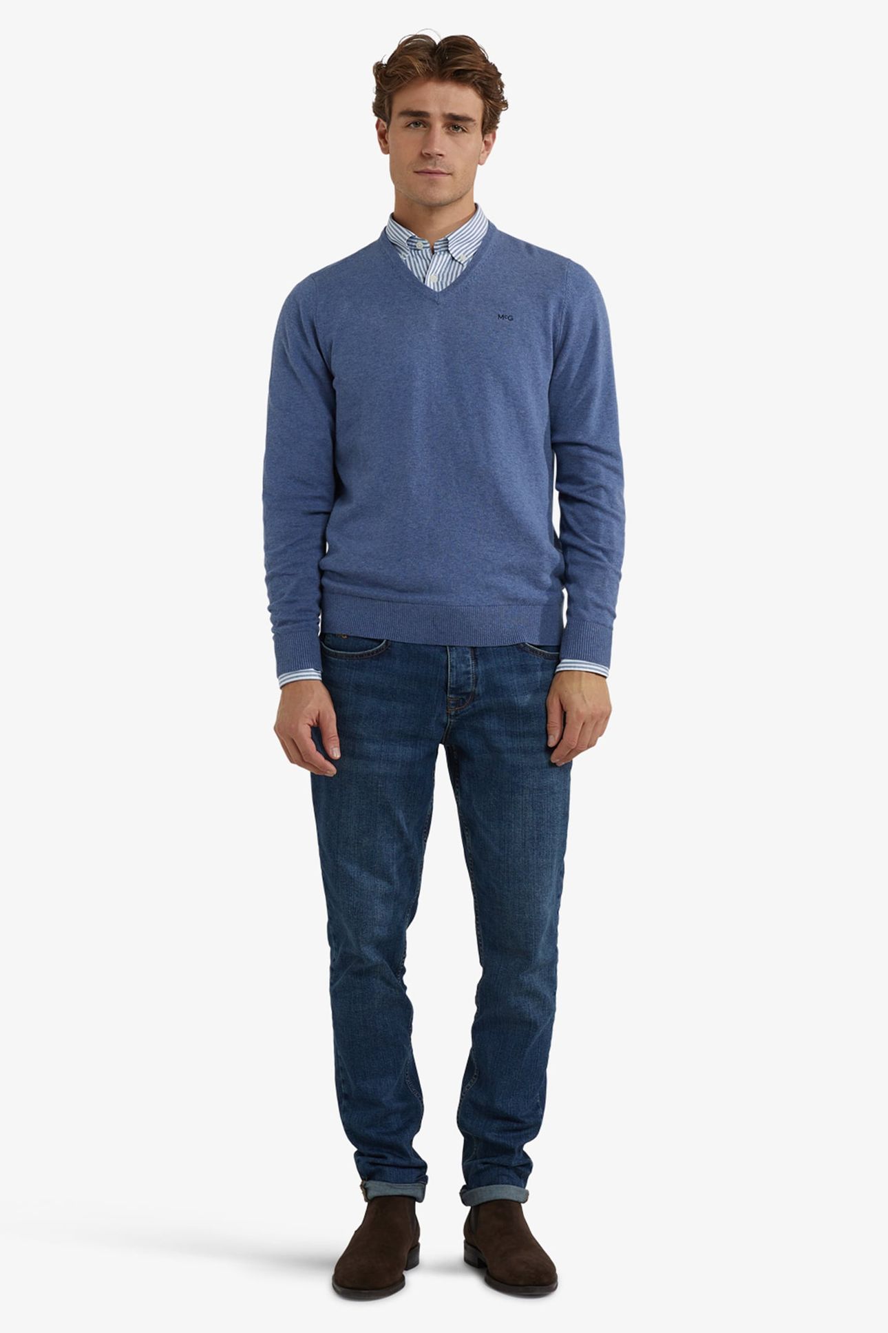 V-NECK SWEATER VINTAGE BLUE 2