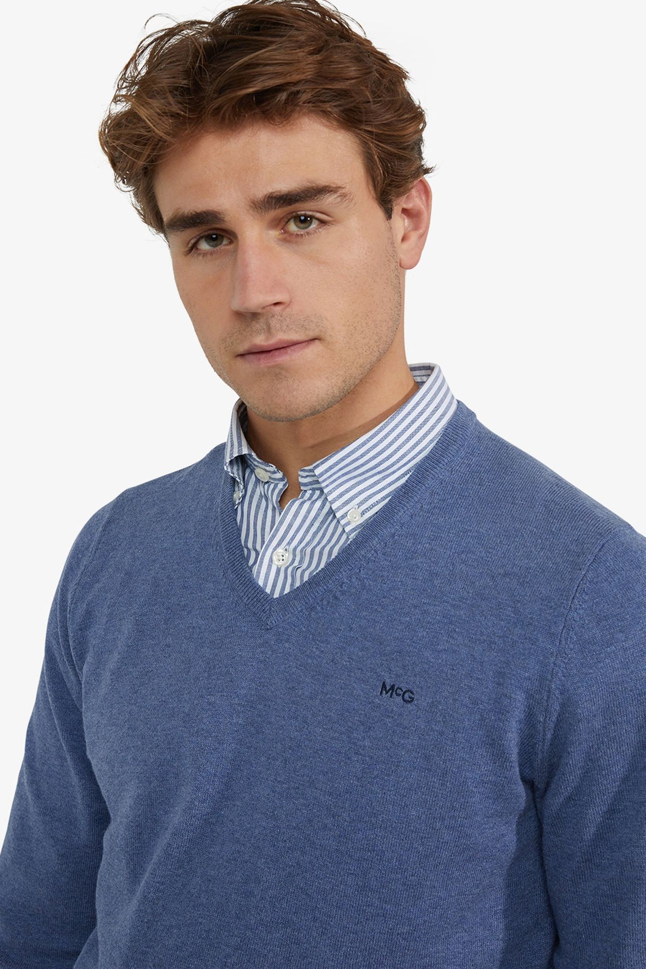 V-NECK SWEATER VINTAGE BLUE 4
