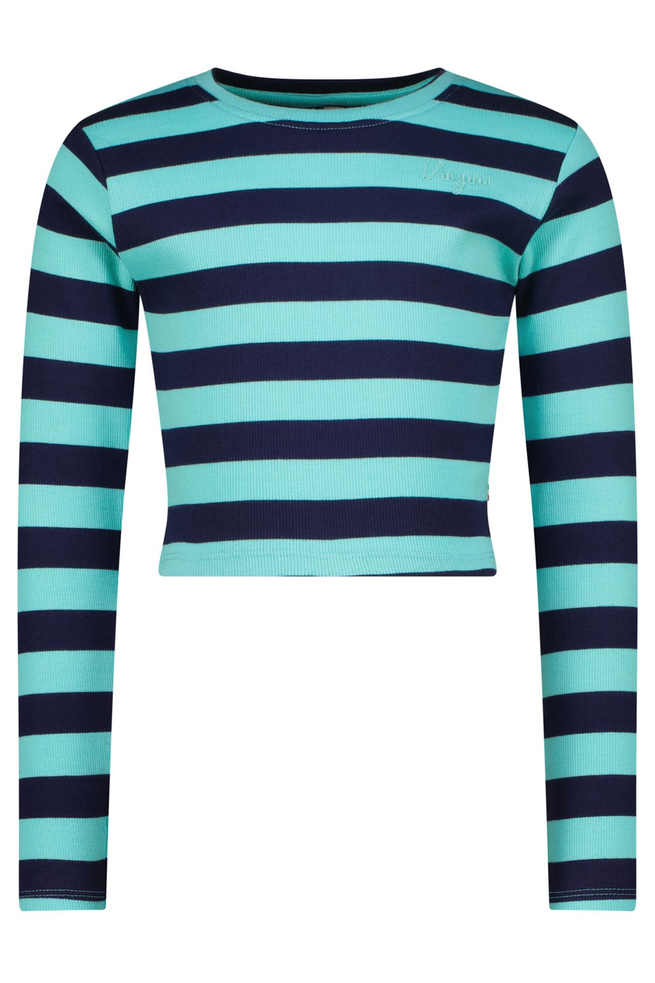 GIRLS G-BASIC-CROP RIB STRIPE T-SHIRT ARTIC BLUE 1