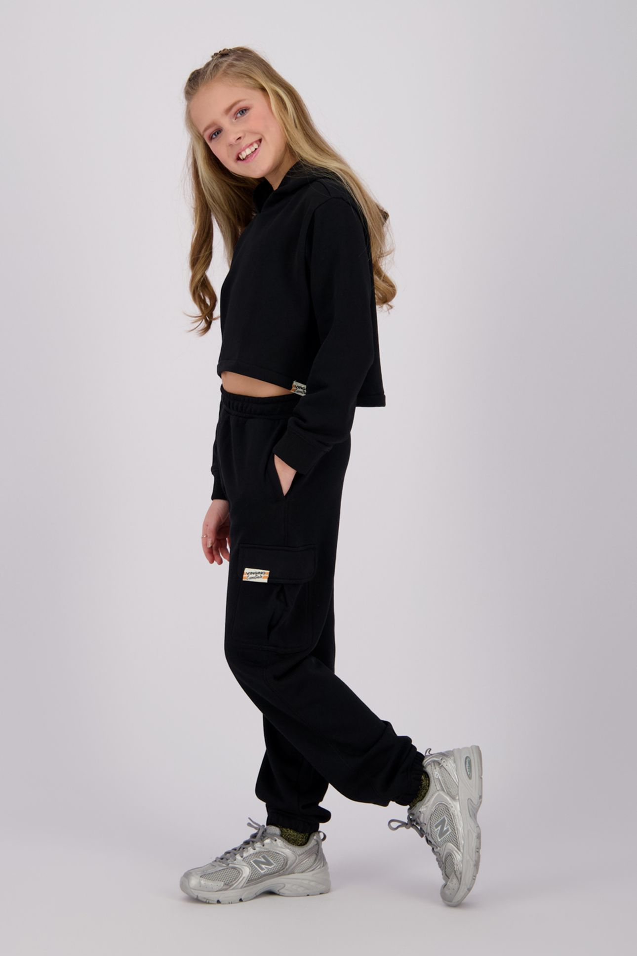 GIRLS G-BASIC-SWEAT-CARGO PANT PANTS DEEP BLACK 5