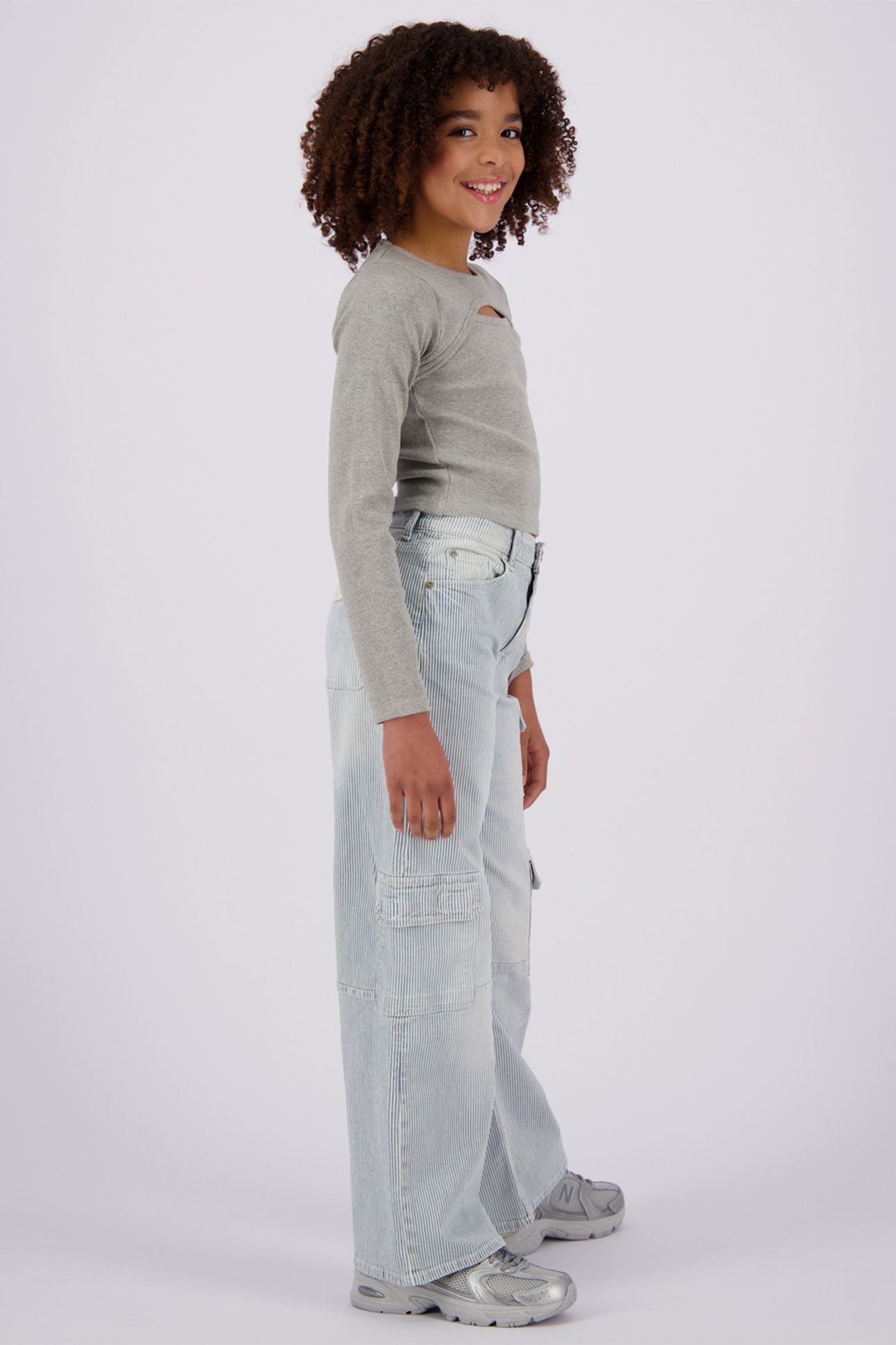 GIRLS G-BASIC-RIB DETAIL T-SHIRT LIGHT GREY MELEE 5