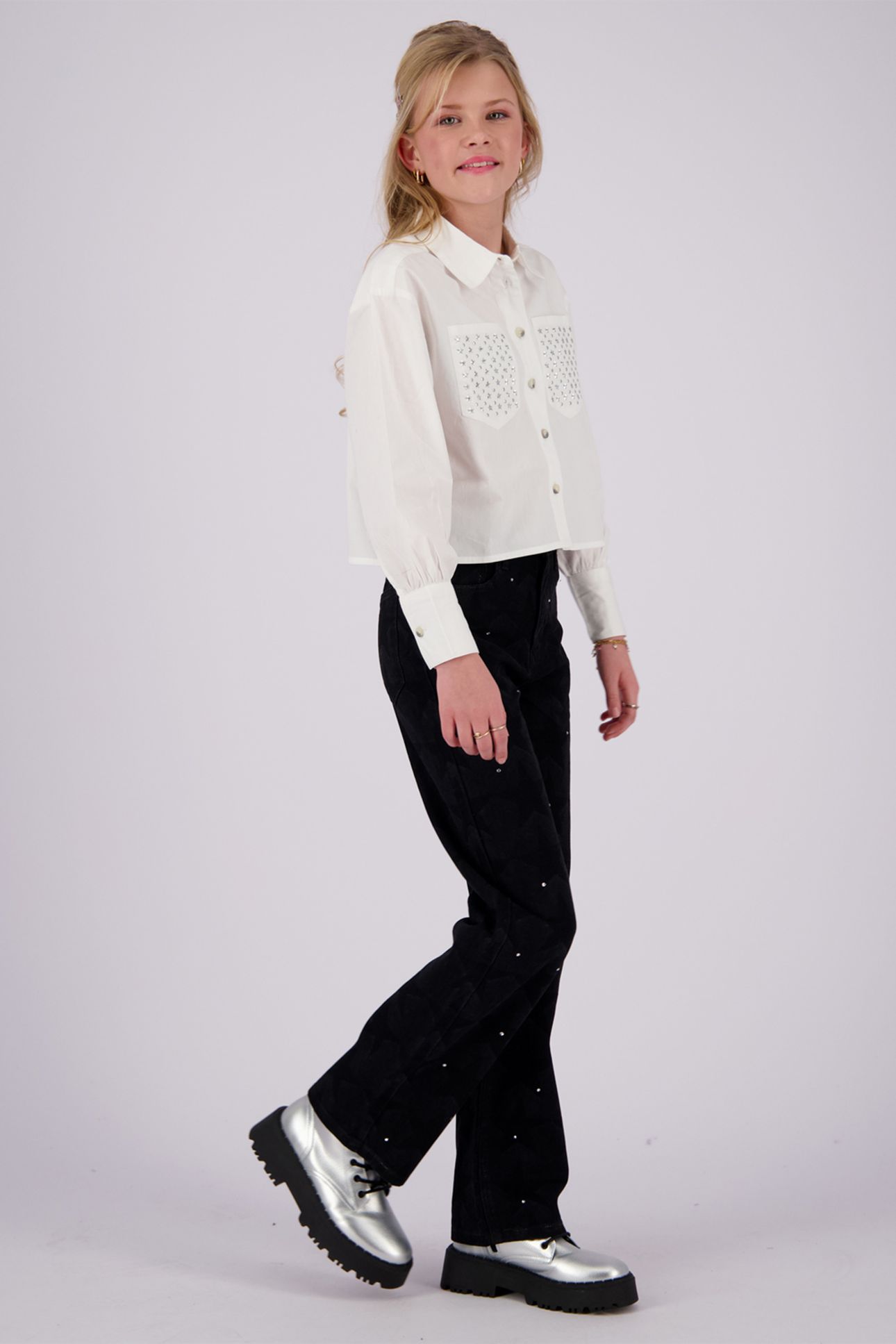 GIRLS CATO STAR JEANS WASHED BLACK 5