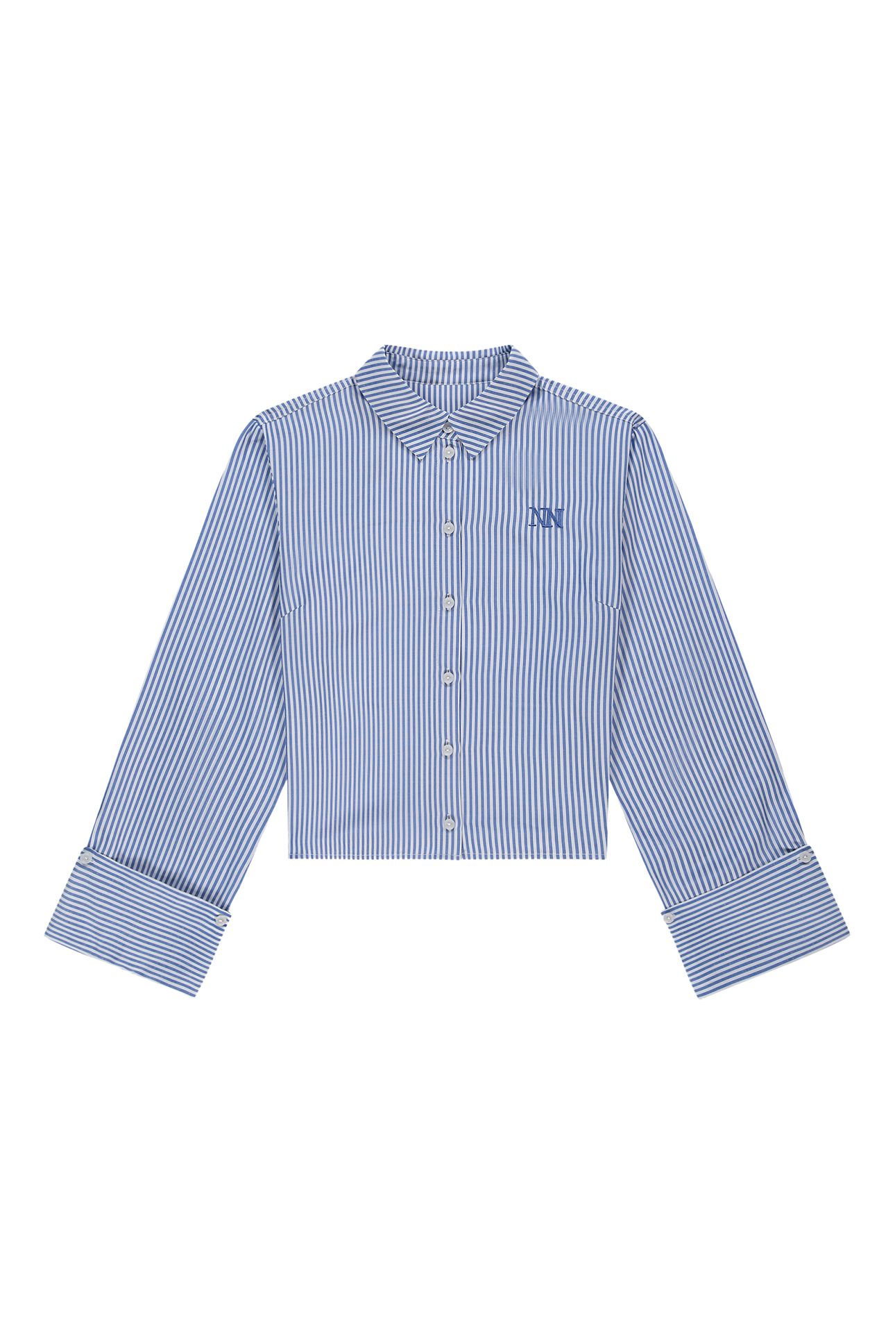 NOMI BLOUSE AZURE BLUE/OFF WHITE 2