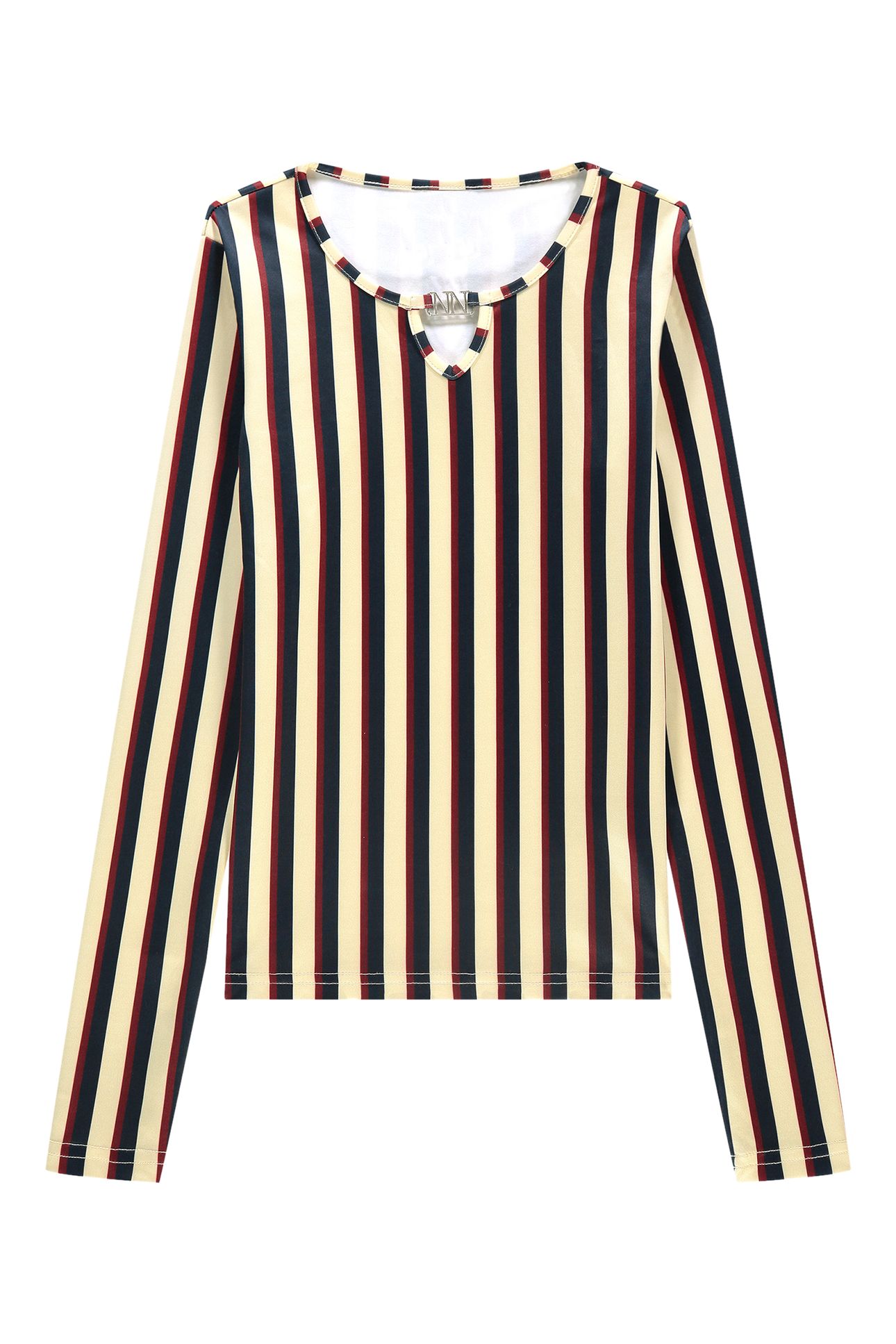 STRIPED LS TOP ALMOND 2