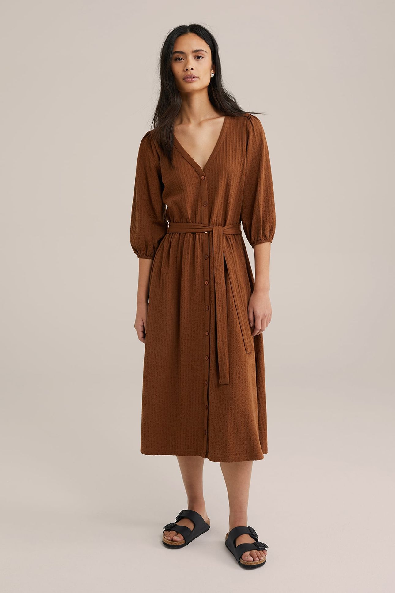 DRESS MIDI DARK BROWN 1