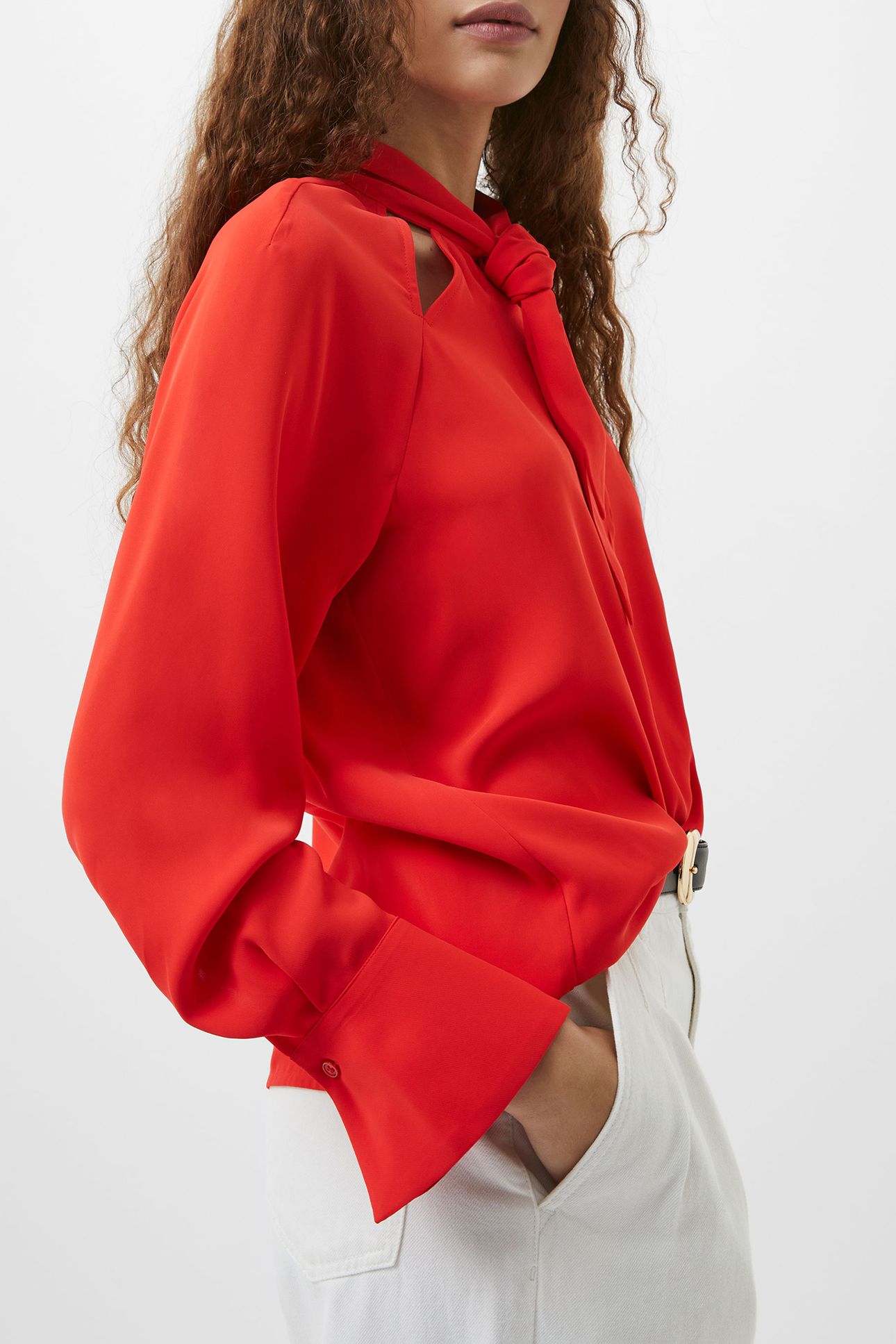 CARMEN CREPE LS BLOUSE SCARLET RED 4