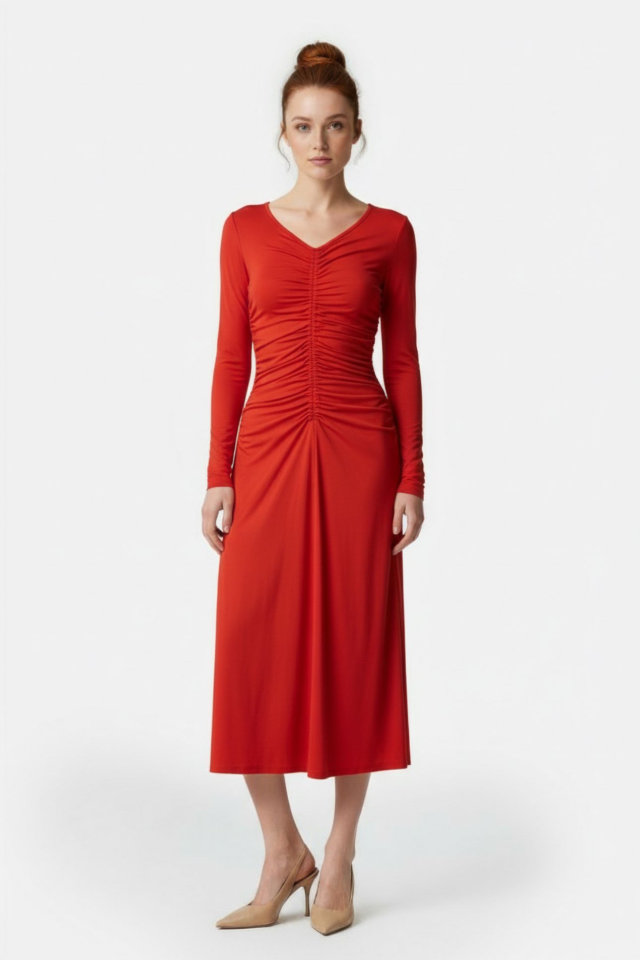 LS CF RUCH MIDI DRESS BRT TRRACTTA 1