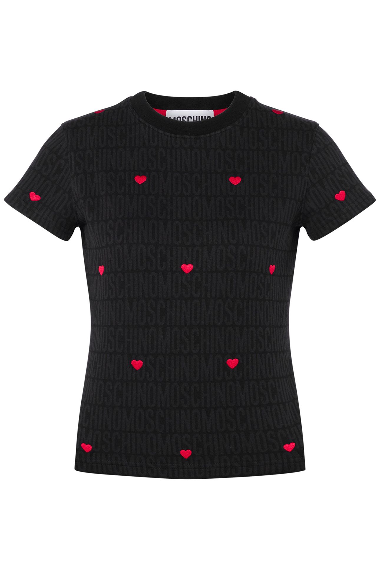 JERSEY T-SHIRT WITH ALLOVER LOGO HEARTS BLACK 3