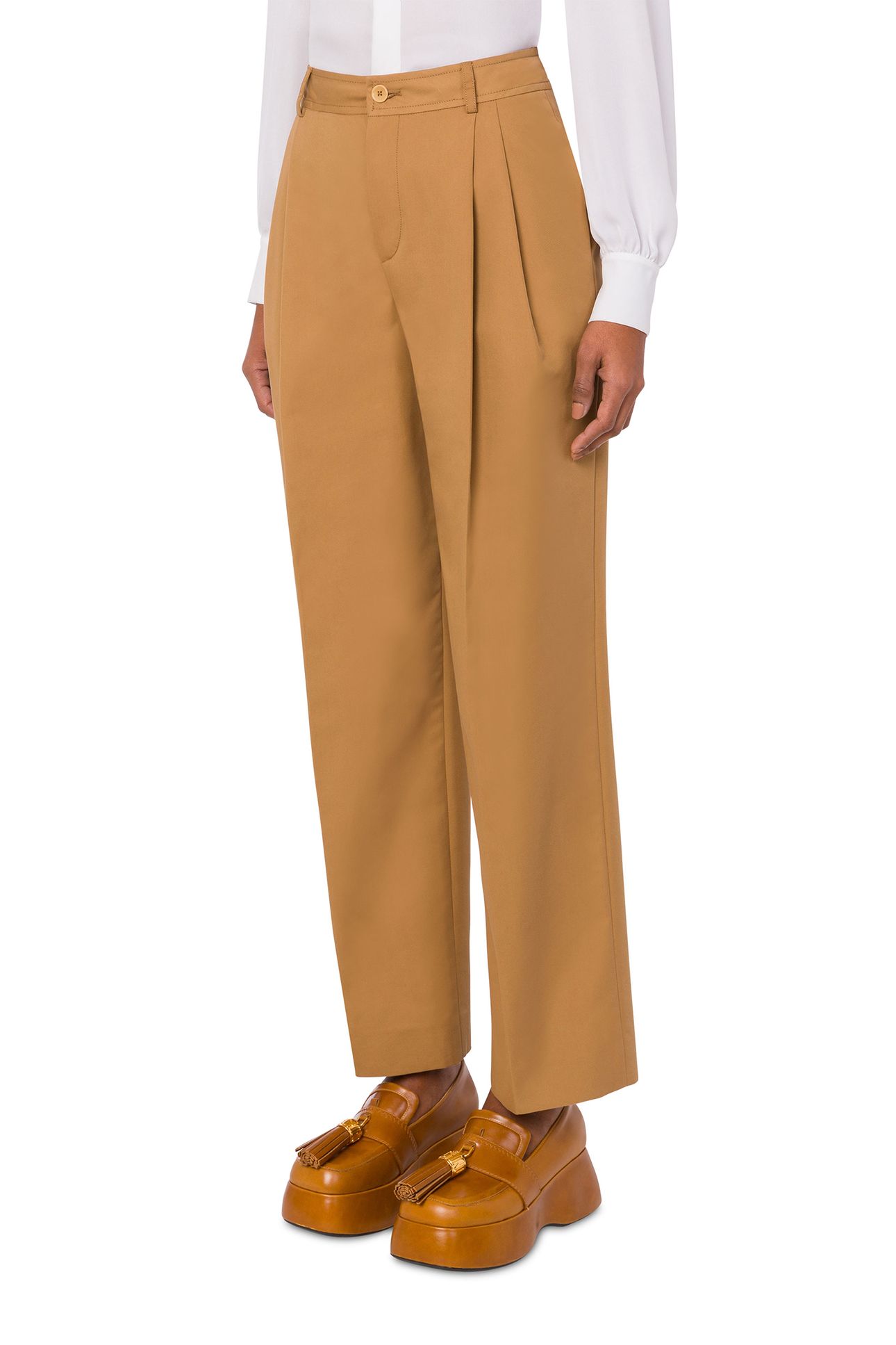 TROUSERS WITH PLEATS BROWN 1