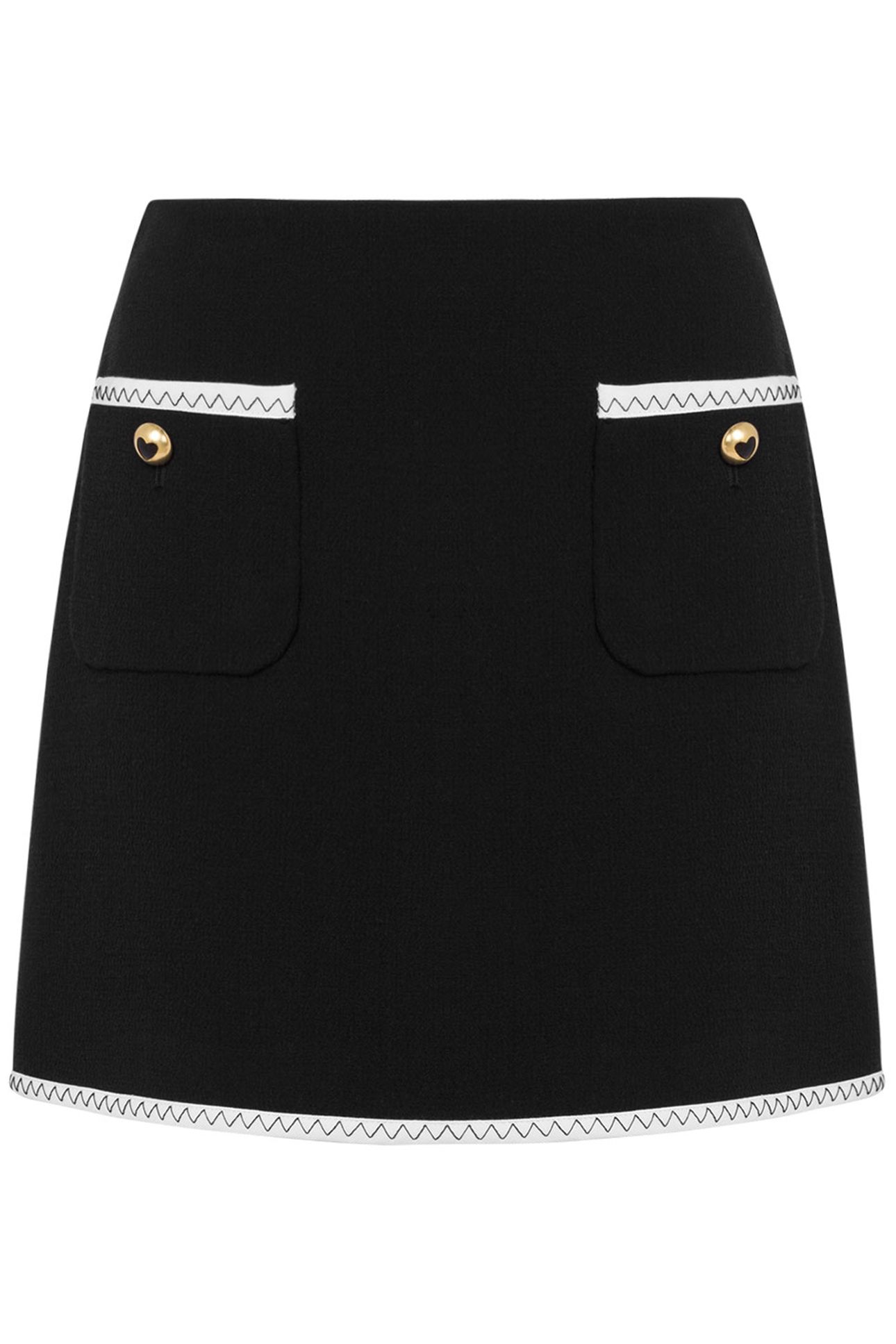GOLD HEART BUTTONS MINI SKIRT BLACK 3