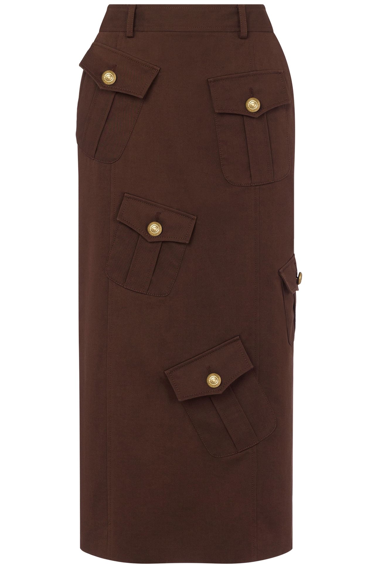 MILITARY TWIST GABARDINE SKIRT BROWN 3