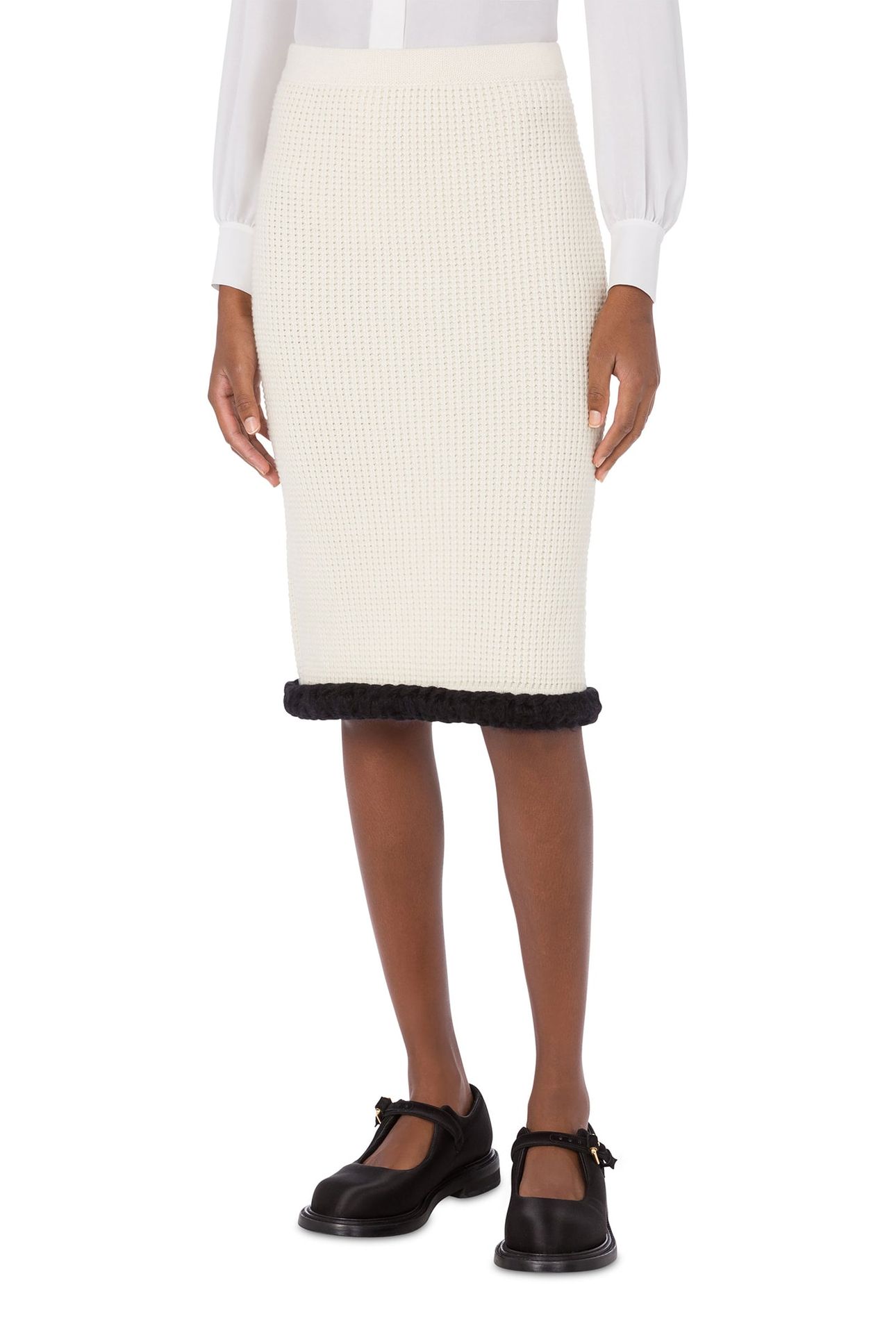 SUPERFINE LAMBSWOOL SKIRT WHITE 1