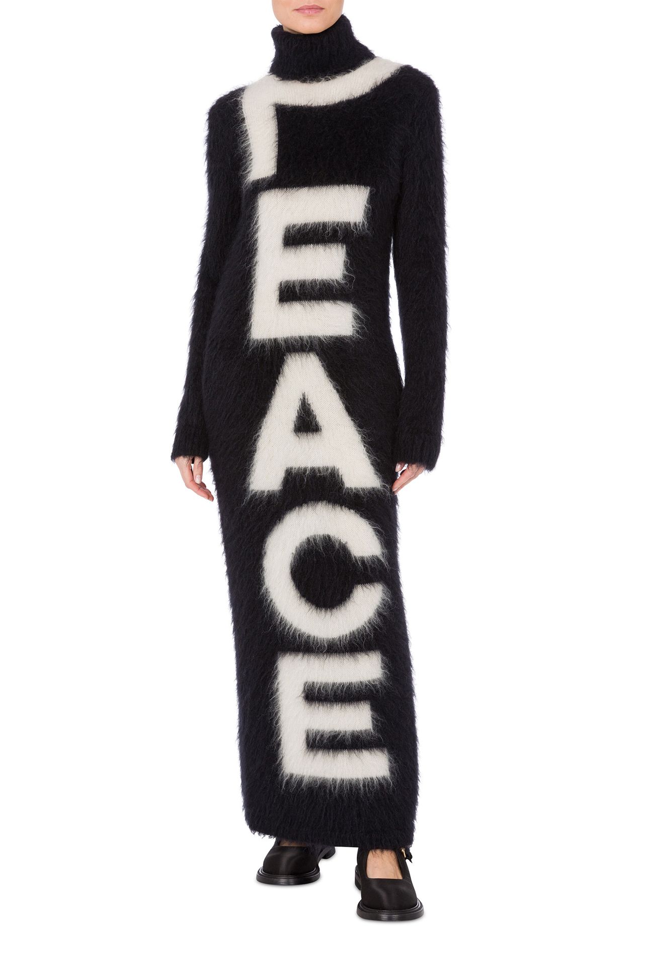 PEACE BRUSHED MOHAIR DRESS BLACK 1