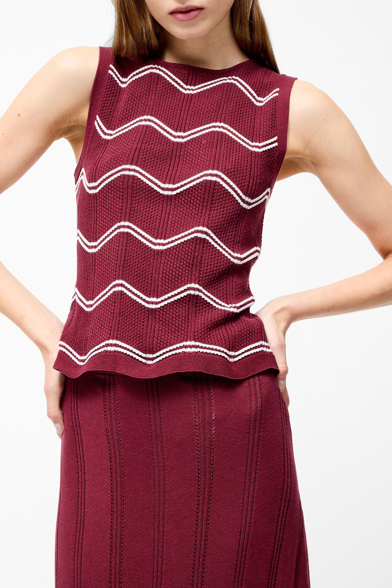 TRUDY CROCHET SLVLSS TOP SUMMER BURGUNDY/SUMM 4