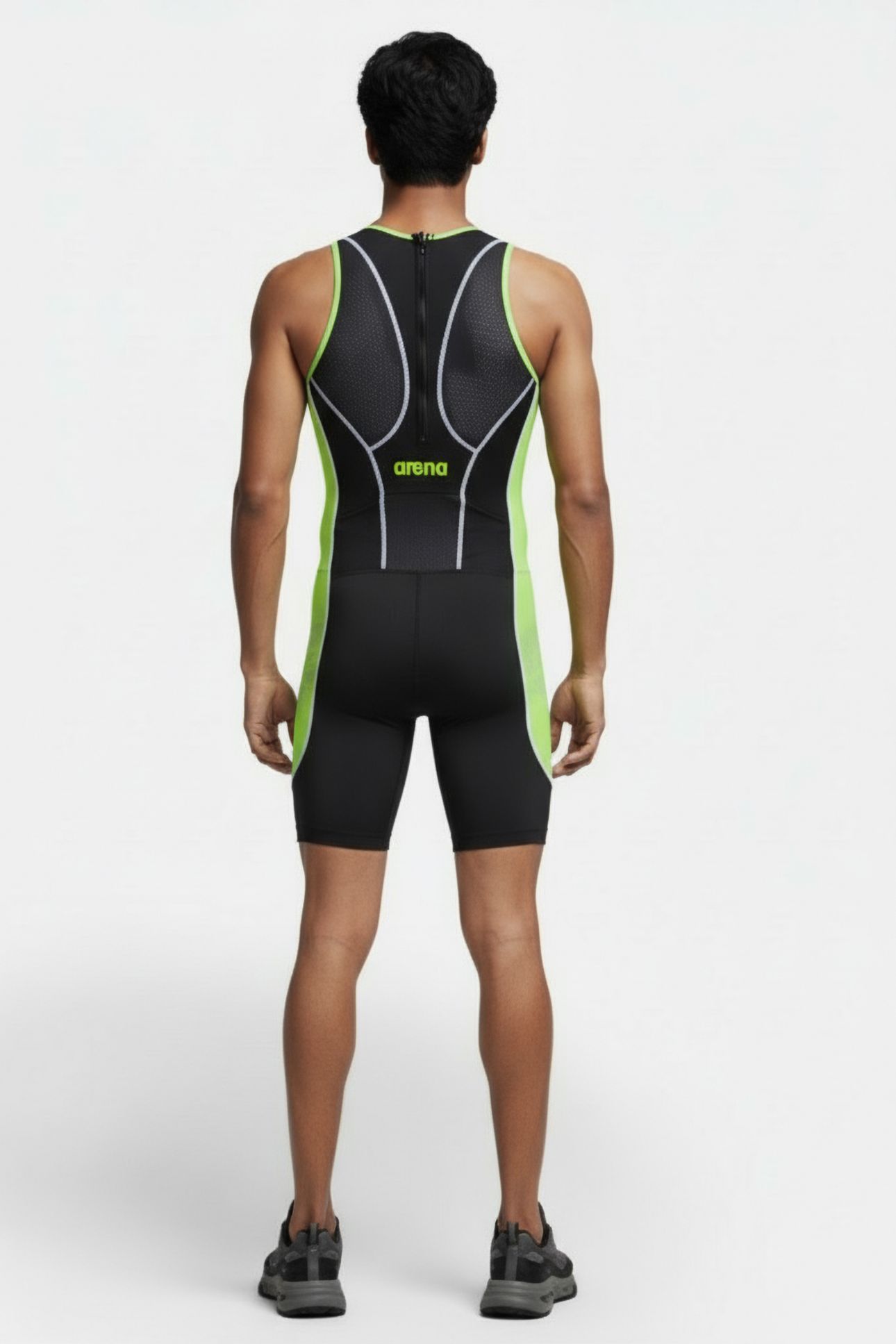 W REAR ZIP TRISUIT ST BLACK/PEA-GREEN 2