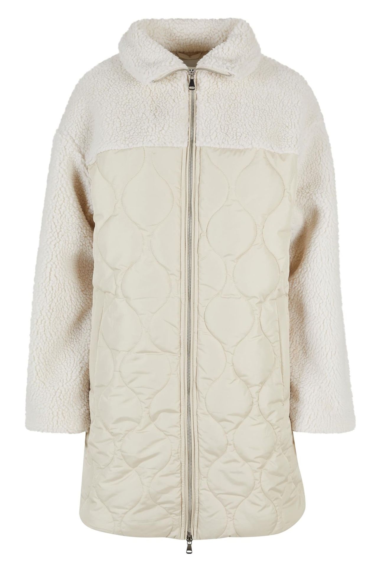 OVERSIZED SHERPA QUILTED COAT SOFTSEAGRASS/WHITESAND 1