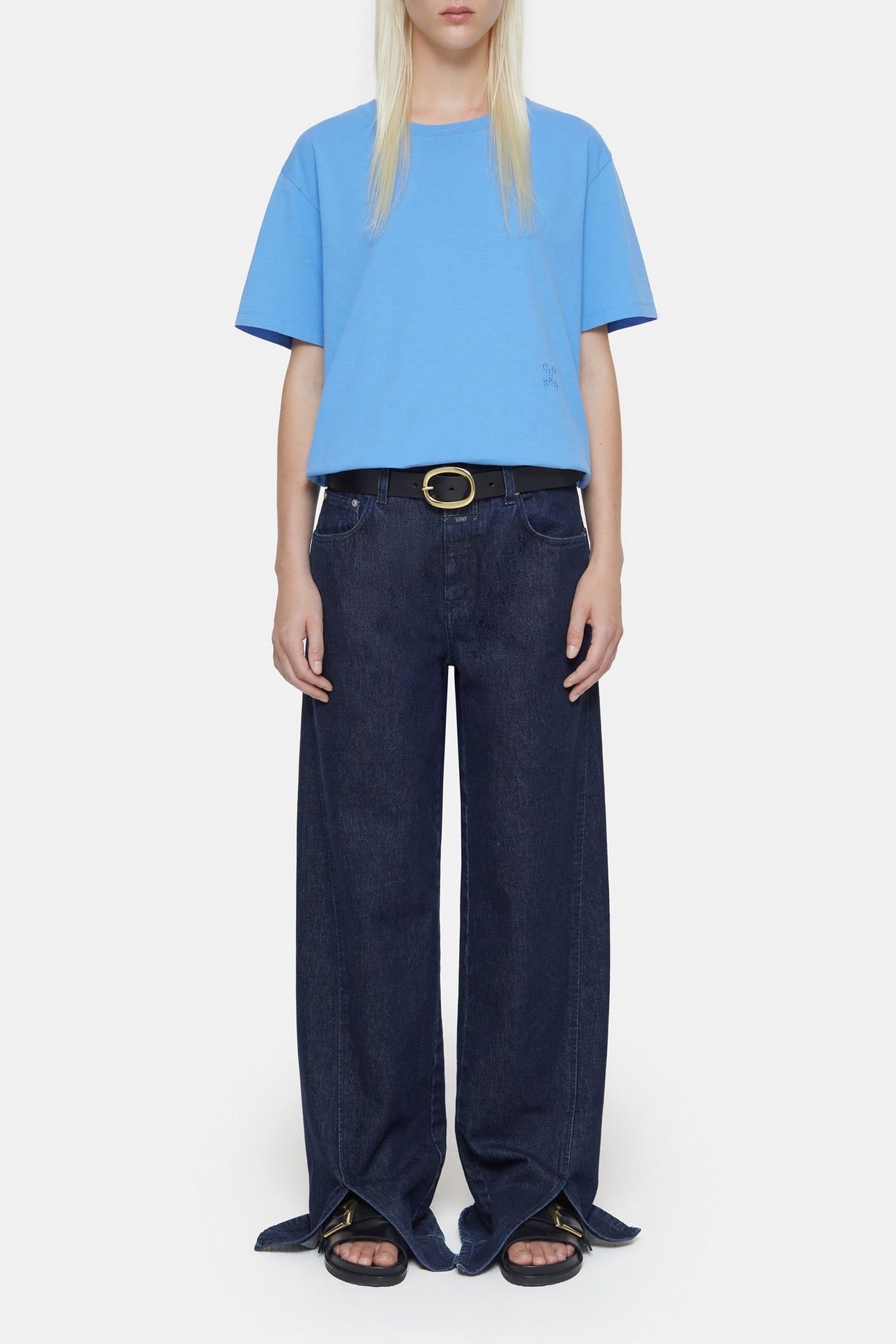 CREW NECK SHORT SLEEVE T-SHIRTS CHAMBRAY BLUE 1