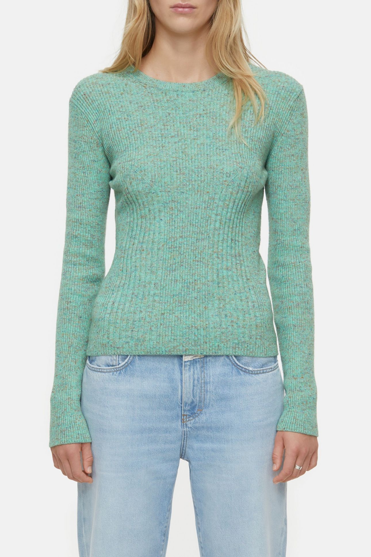 LONG SLEEVE CREW NECK KNITS GREEN KICK 3