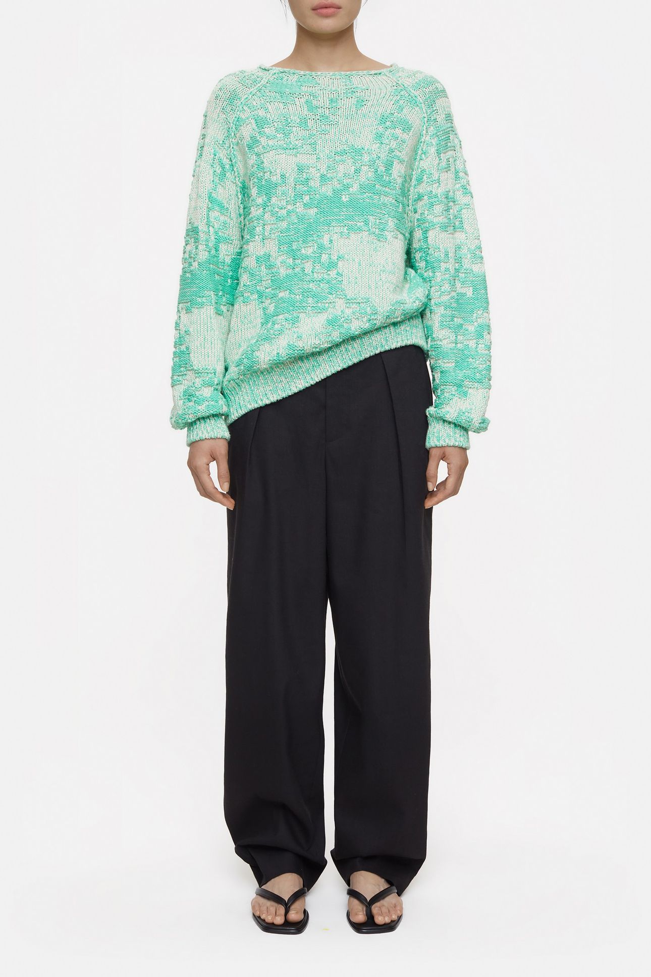 CREW NECK LONG SLEEVE KNITS GREEN KICK 2