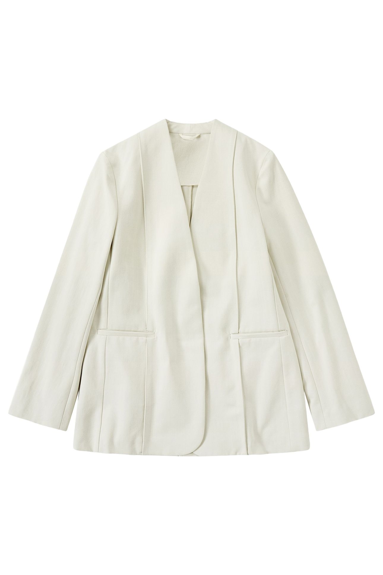 COLLARLESS BLAZER IVORY 5