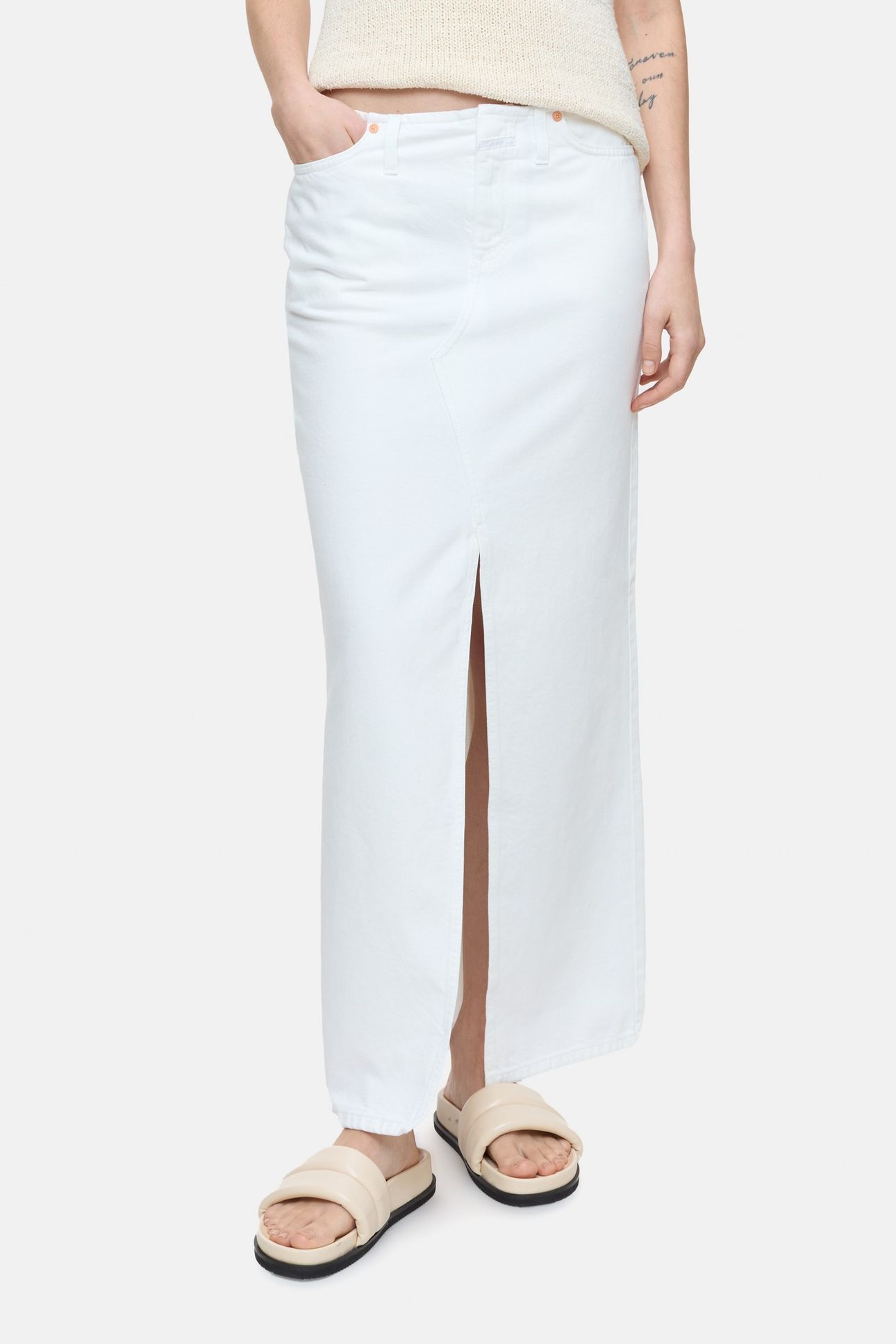 LONG 5-POCKET SKIRT WHITE 1