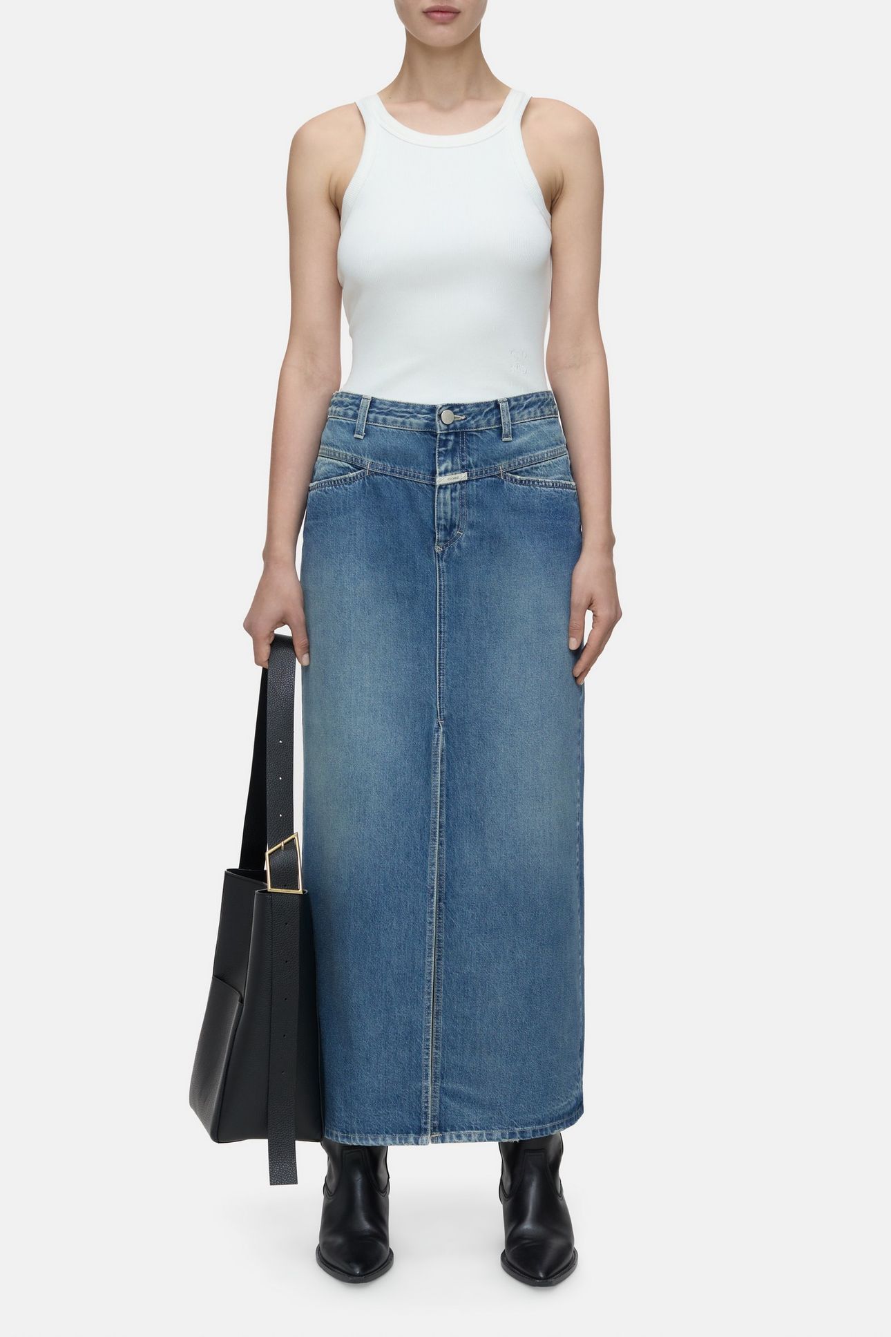 LONG X-POCKET SKIRT DARK BLUE 2
