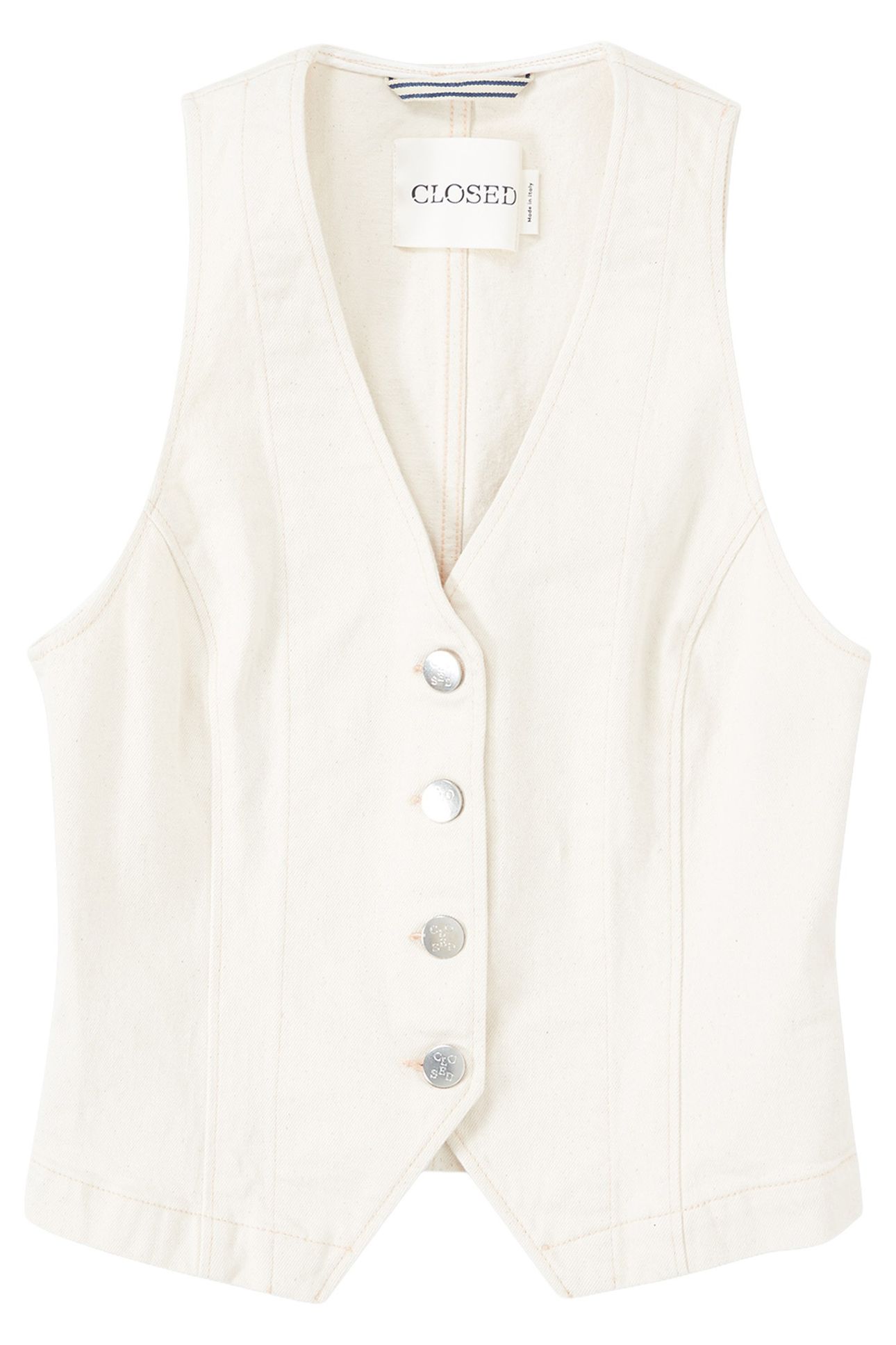 FITTED DENIM WAISTCOAT SHIRTS & BLOUSES IVORY 3
