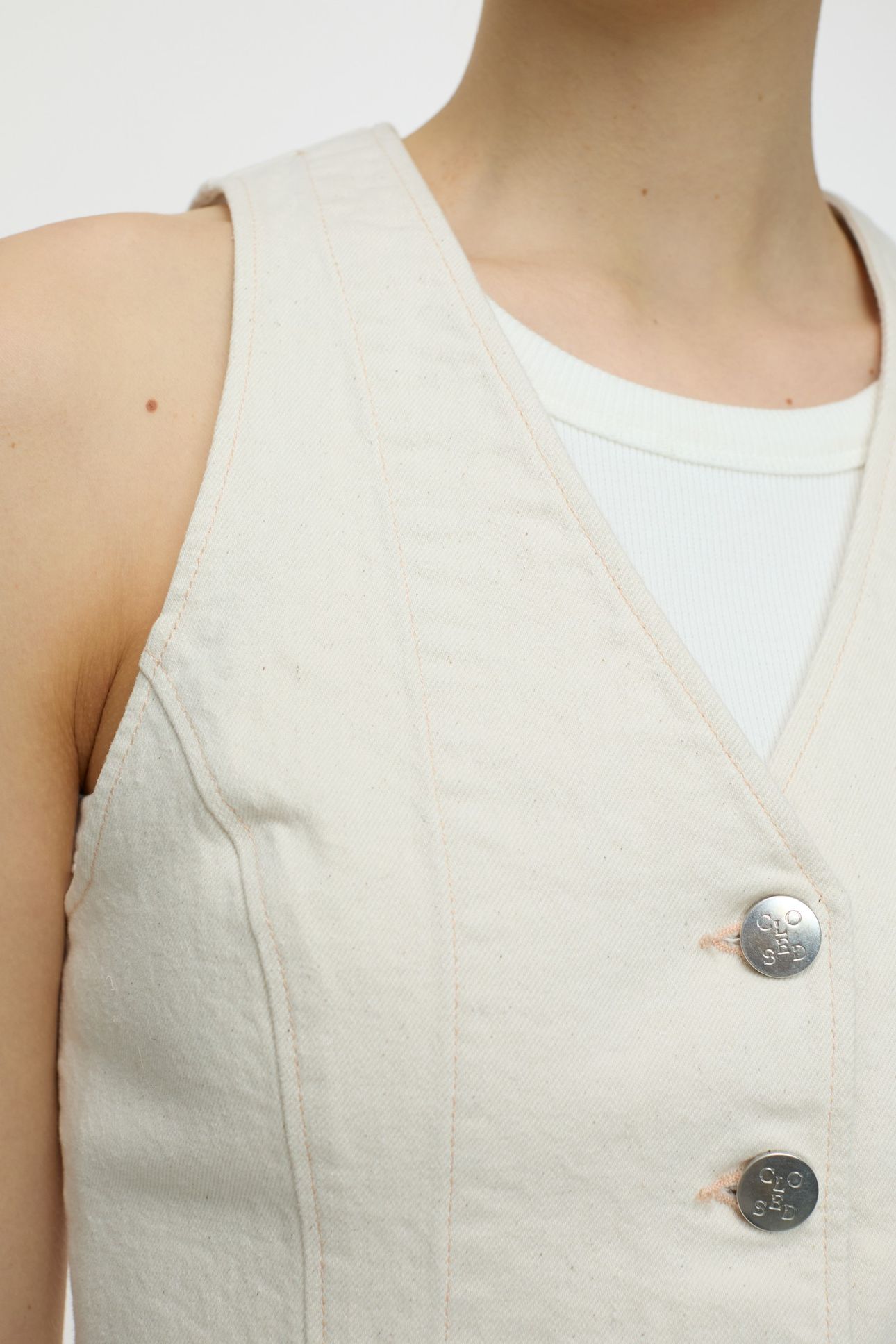 FITTED DENIM WAISTCOAT SHIRTS & BLOUSES IVORY 4