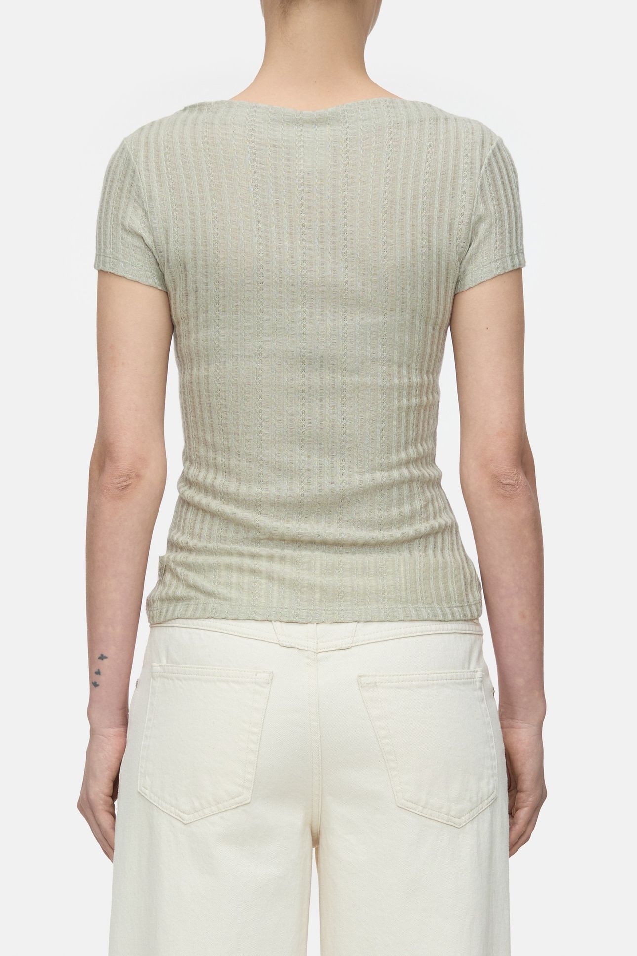 STRAIGHT NECK T-SHIRT T-SHIRTS PASTEL OLIVE 3