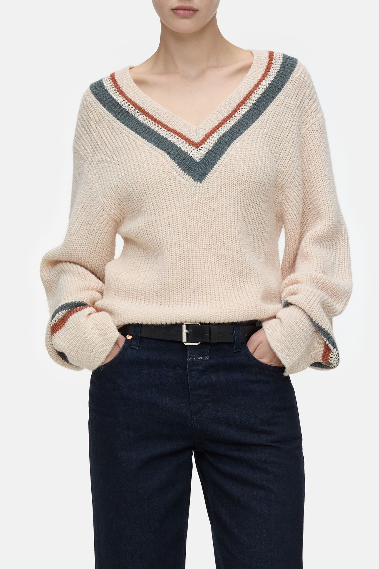 DEEP V-NECK KNITS ALBICOCCA 1