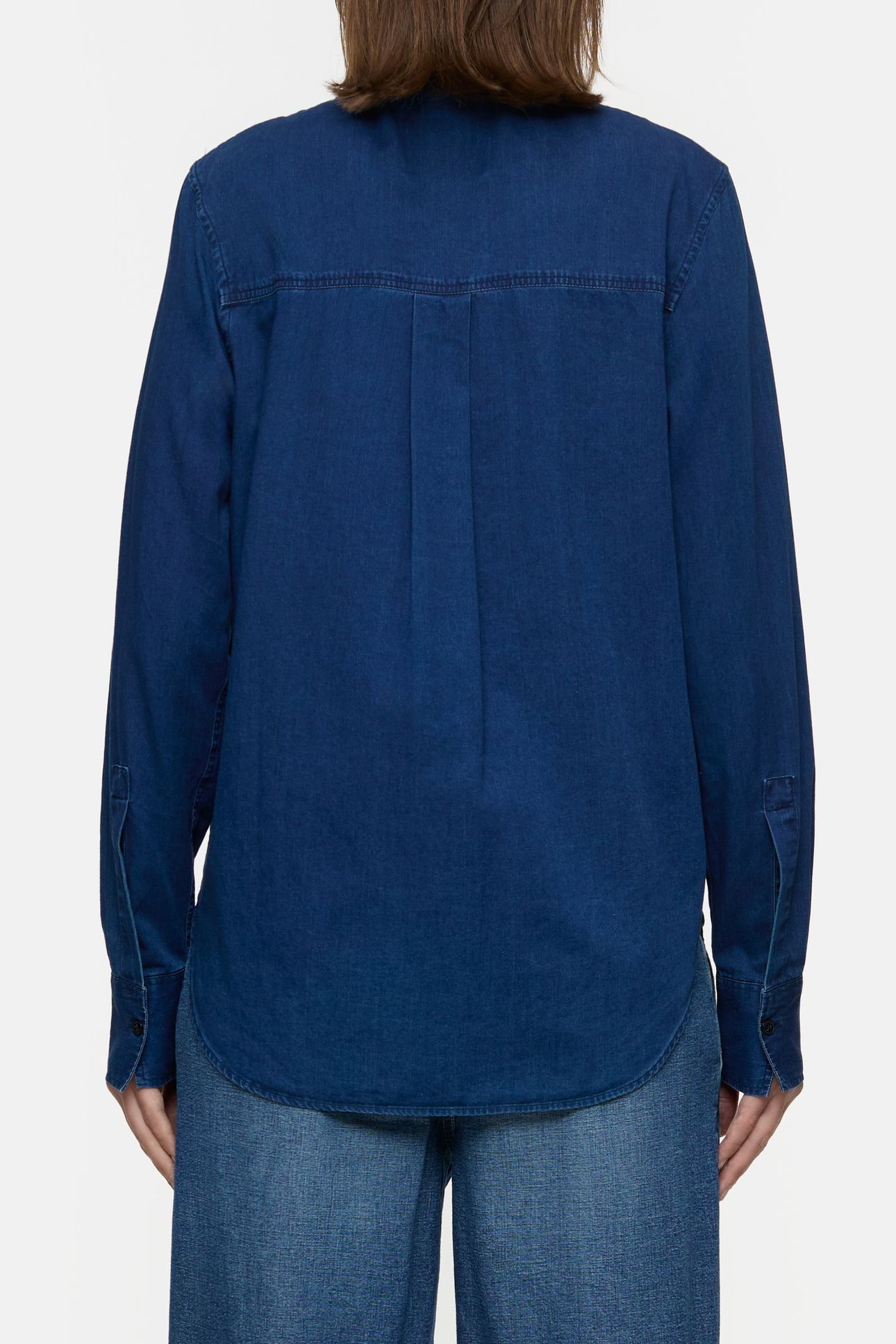STRAIGHT FITTED BLOUSE SHIRT DARK BLUE 2