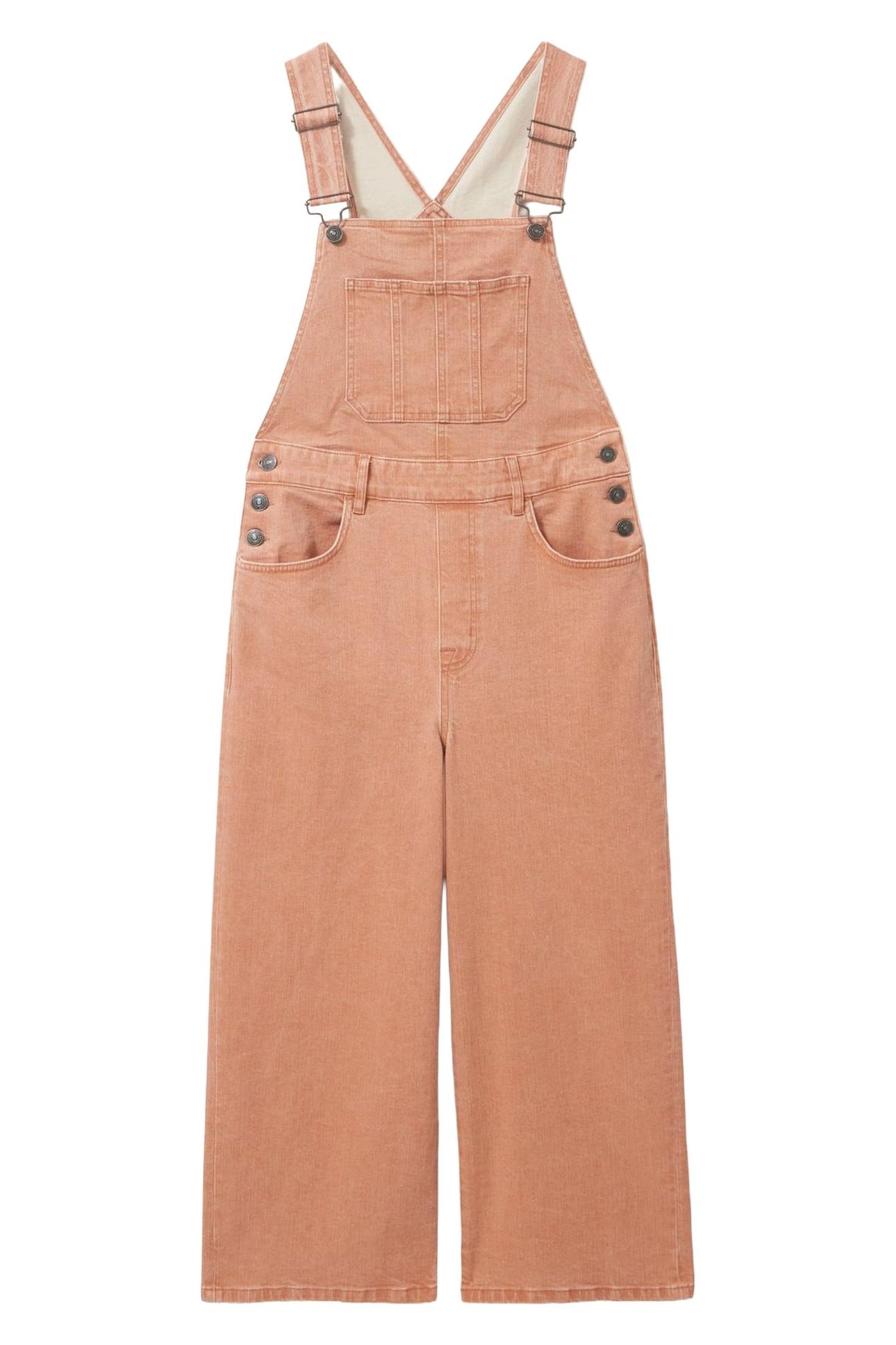 KELLY WIDE LEG DUNGAREE MID CORAL 2