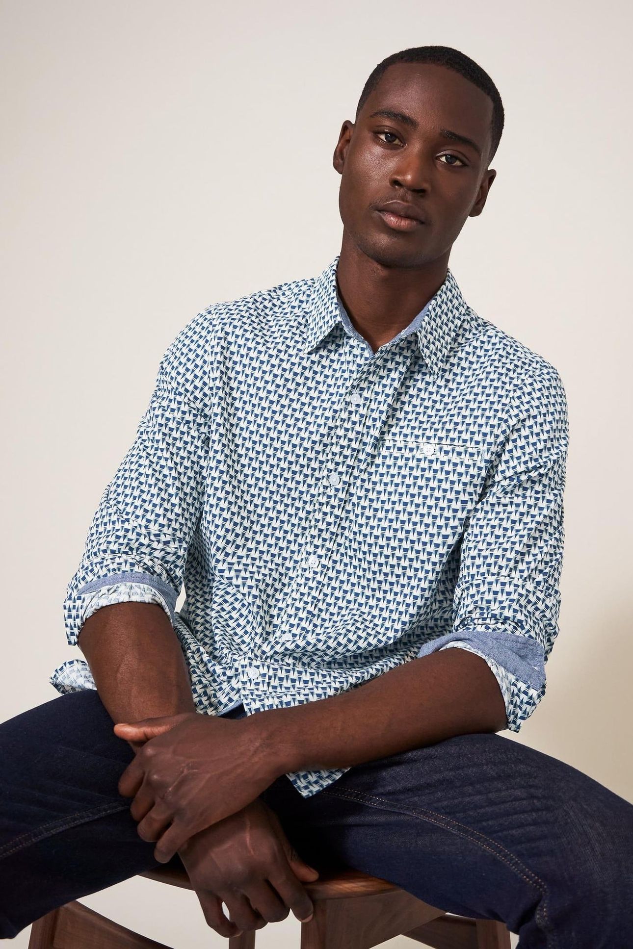 GEO ABSTRACT PRINTED SHIRT BLUE PRINT 1