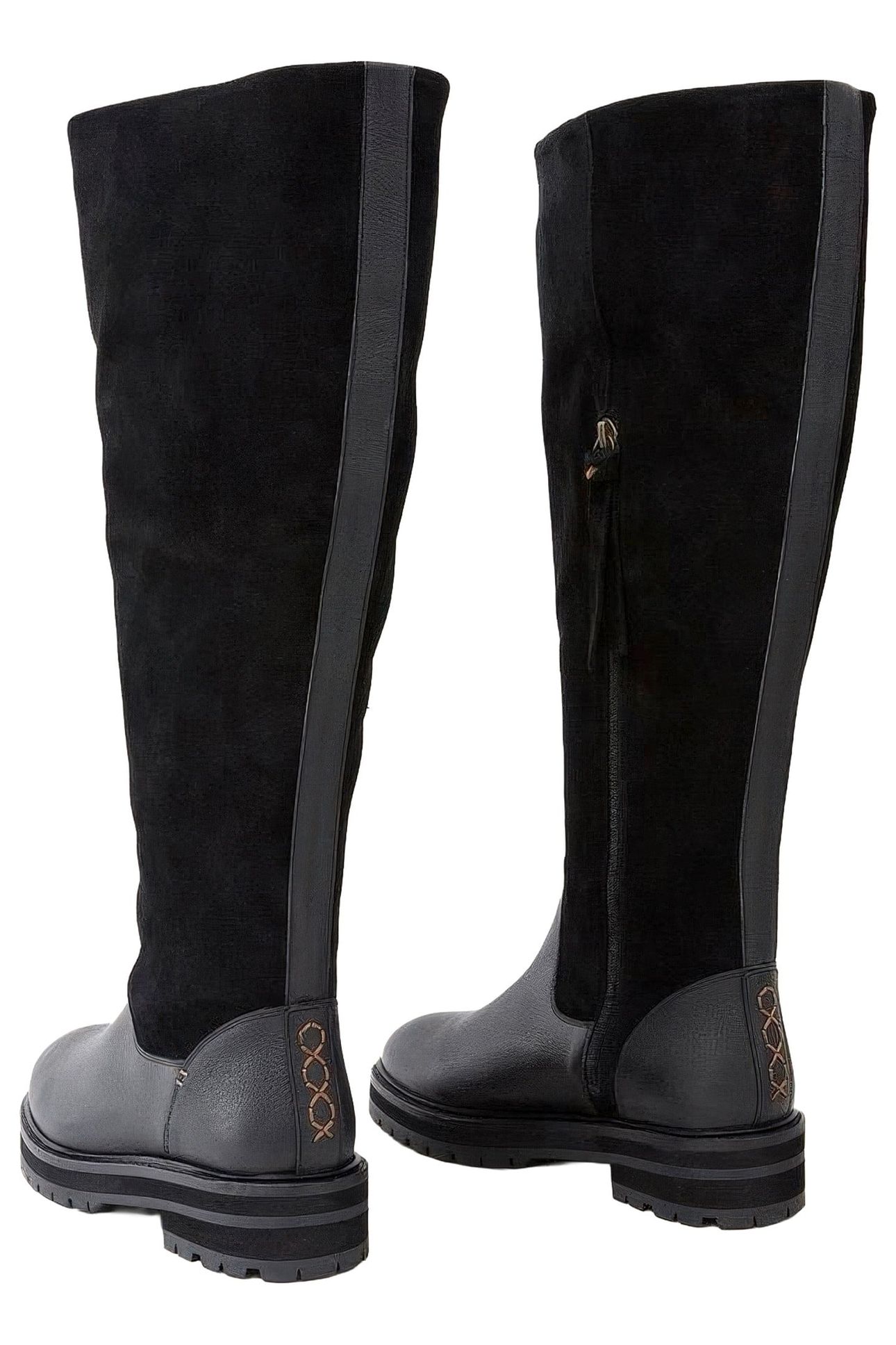 ENYA LEATHER FUR KNEE BOOT PURE BLACK 5