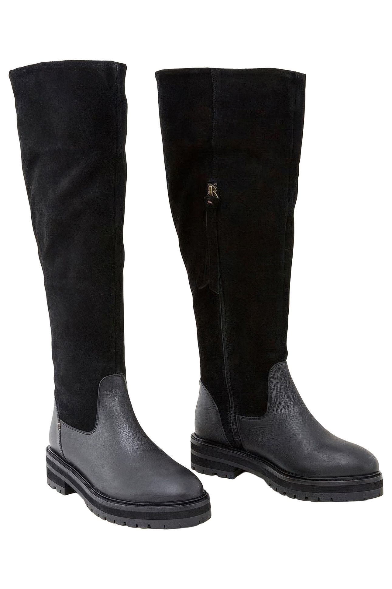 ENYA LEATHER FUR KNEE BOOT PURE BLACK 3