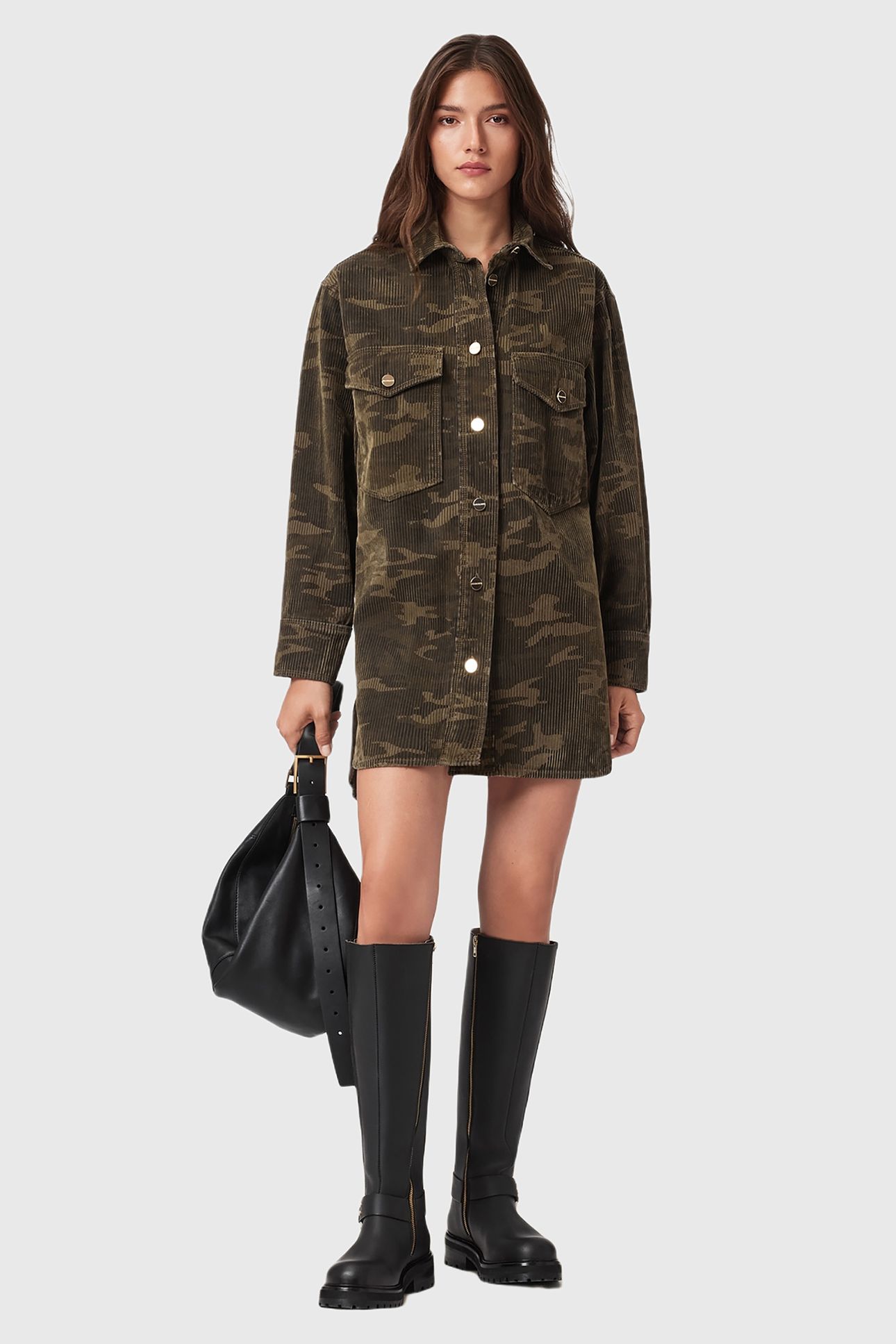 FAYE FLOCKED DRESS CAMO GREEN 3