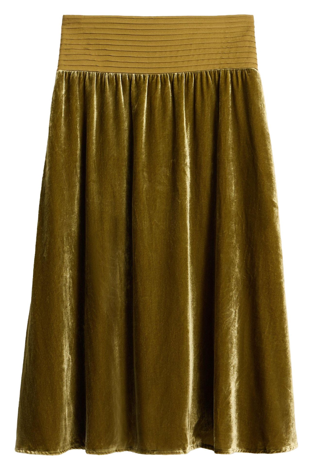 MAEVA VELVET SKIRT KHAKI GREEN 2