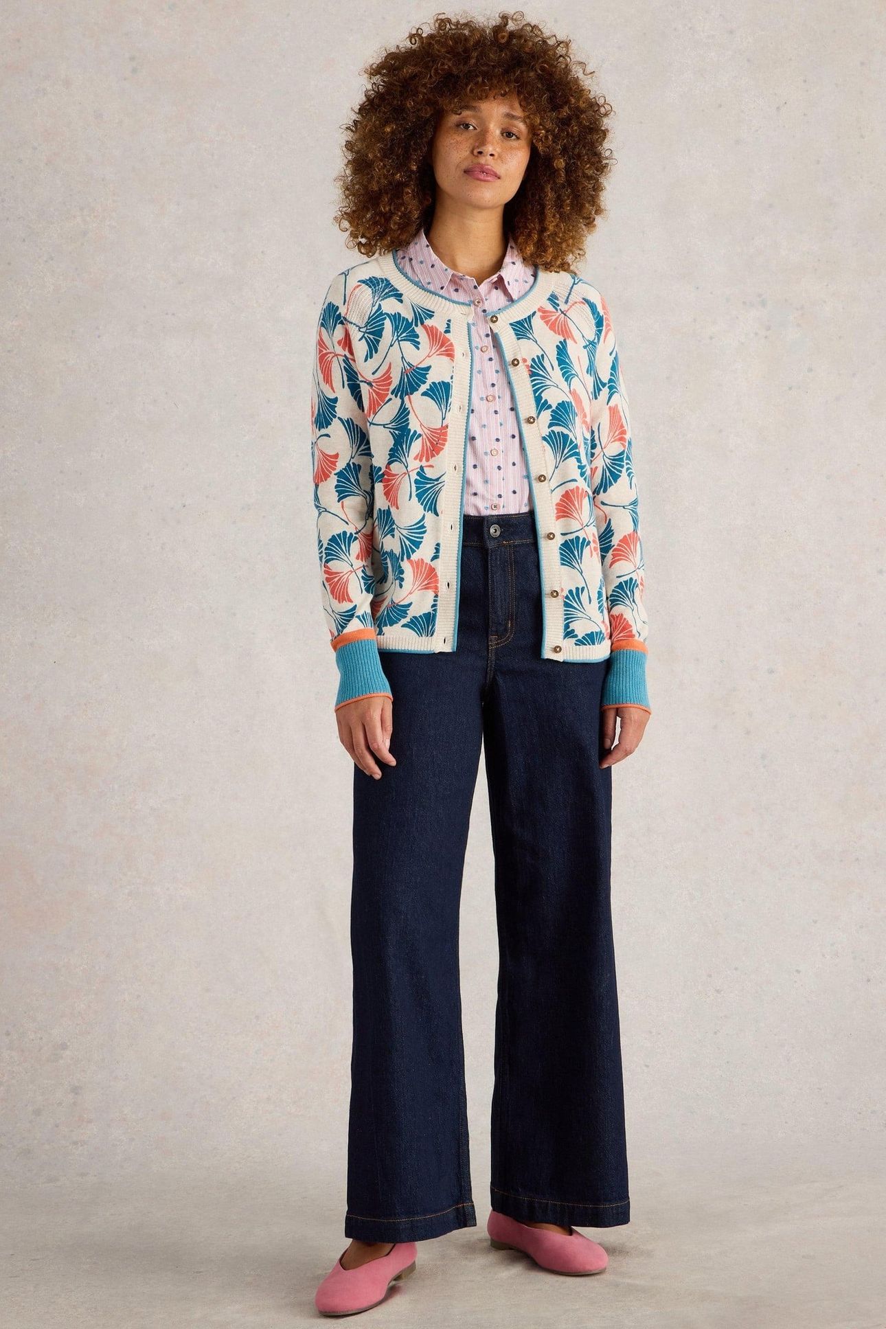 LULU PRINTED CARDI NATURAL PRINT 1