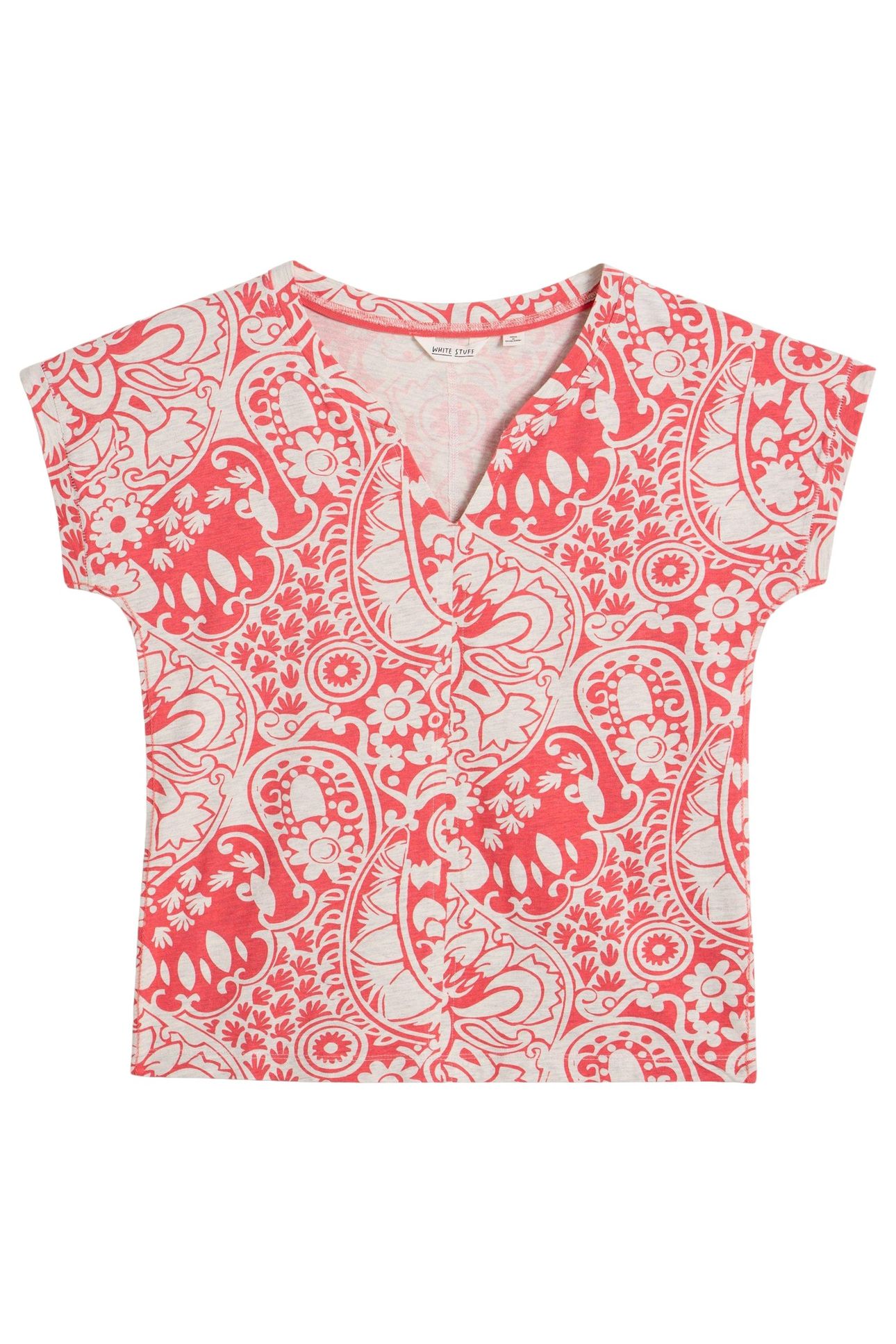 NELLY NOTCH NECK TEE CORAL MULTI 3