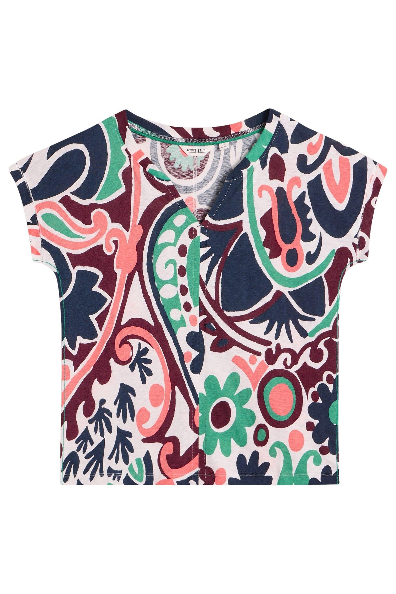 NELLY NOTCH NECK TEE NATURAL MULTI 3