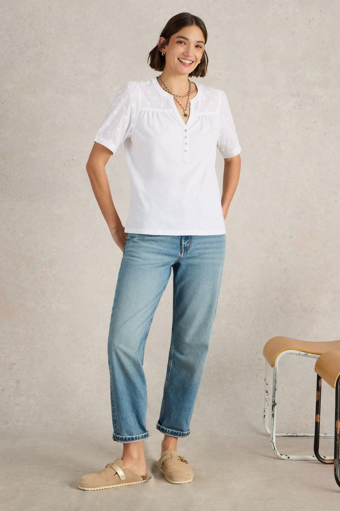 ELLIE BRODERIE TOP BRILLIANT WHITE 1